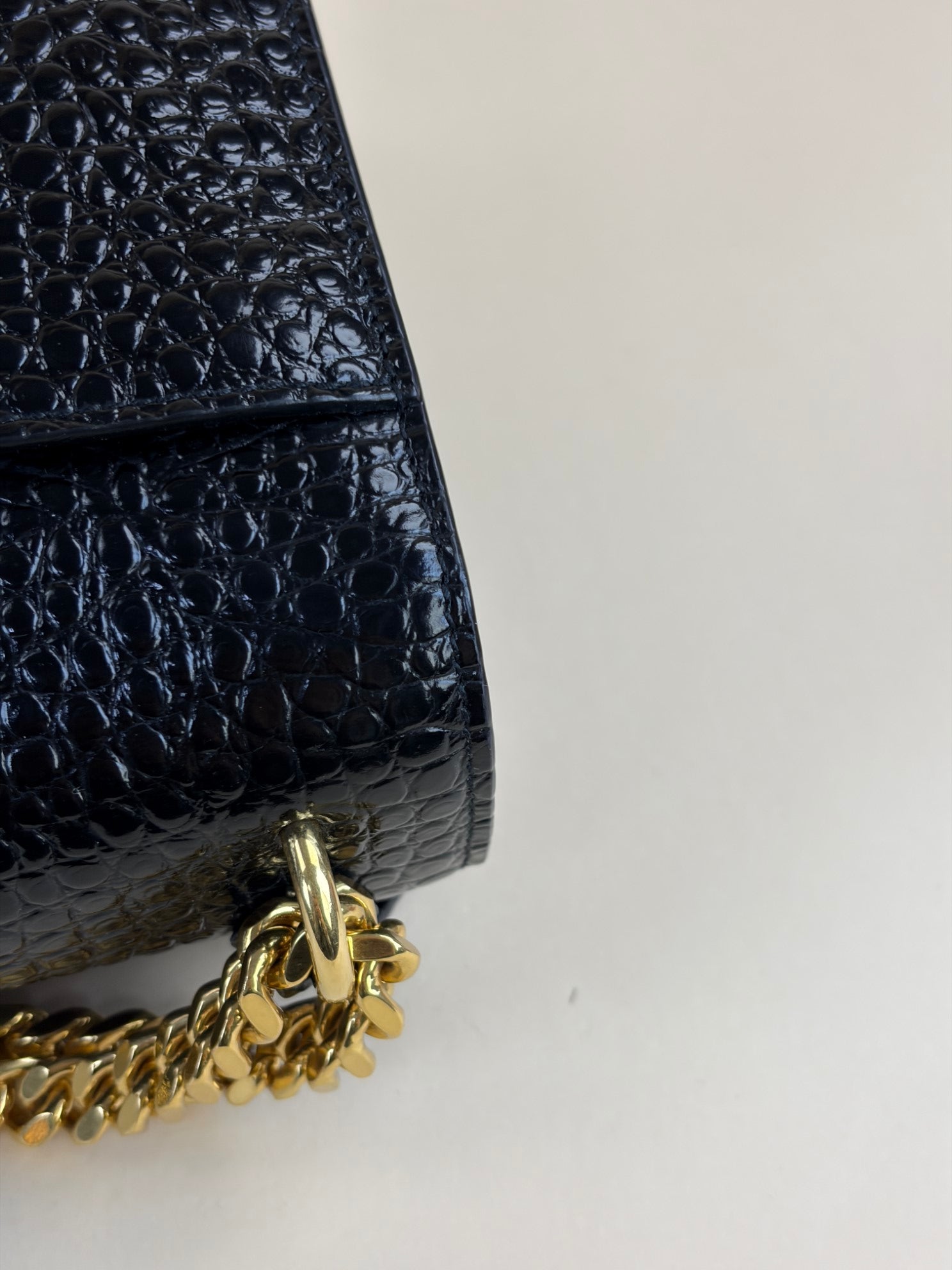YSL Black Crocodile Embossed Large Bag