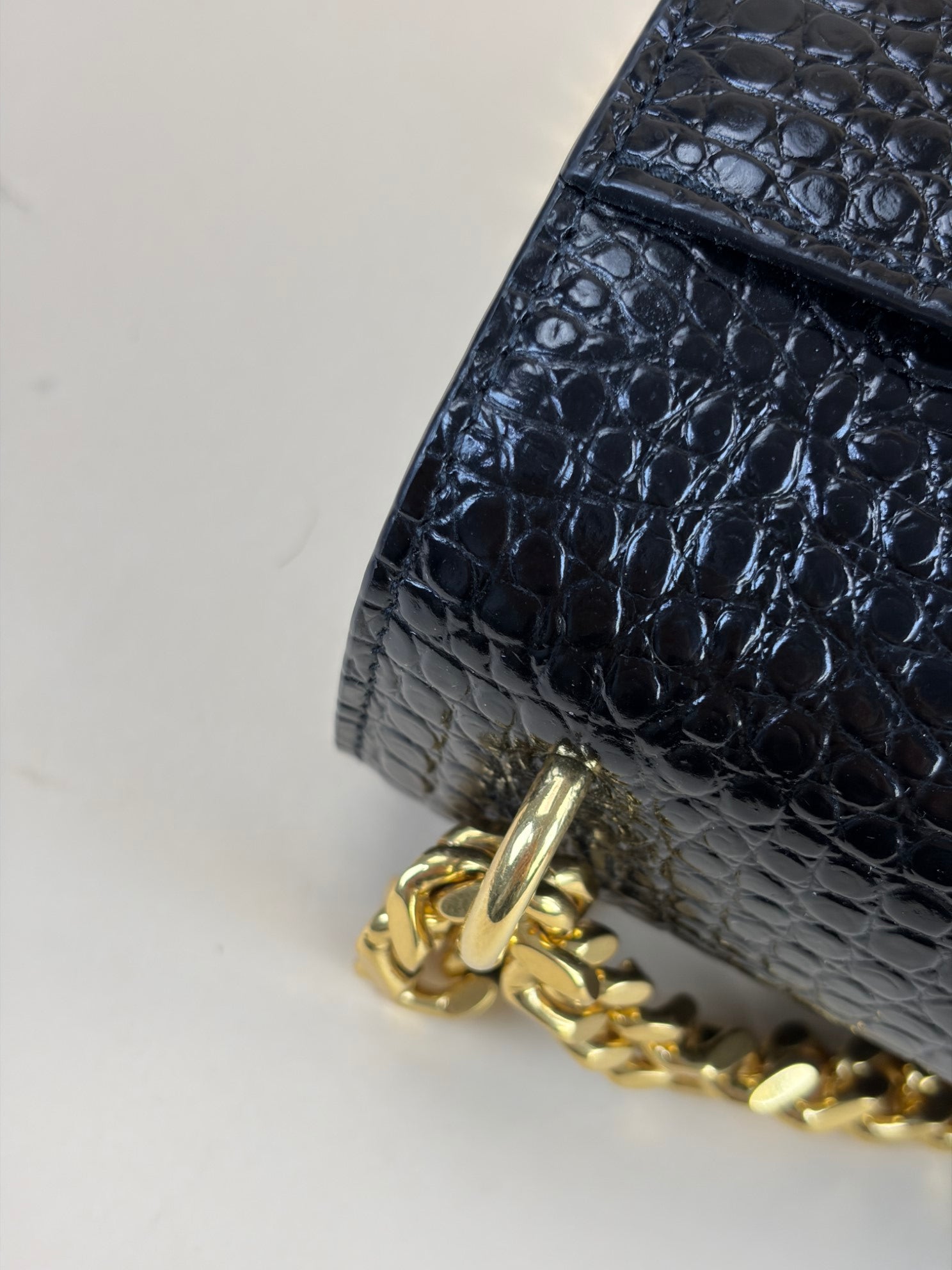 YSL Black Crocodile Embossed Large Bag
