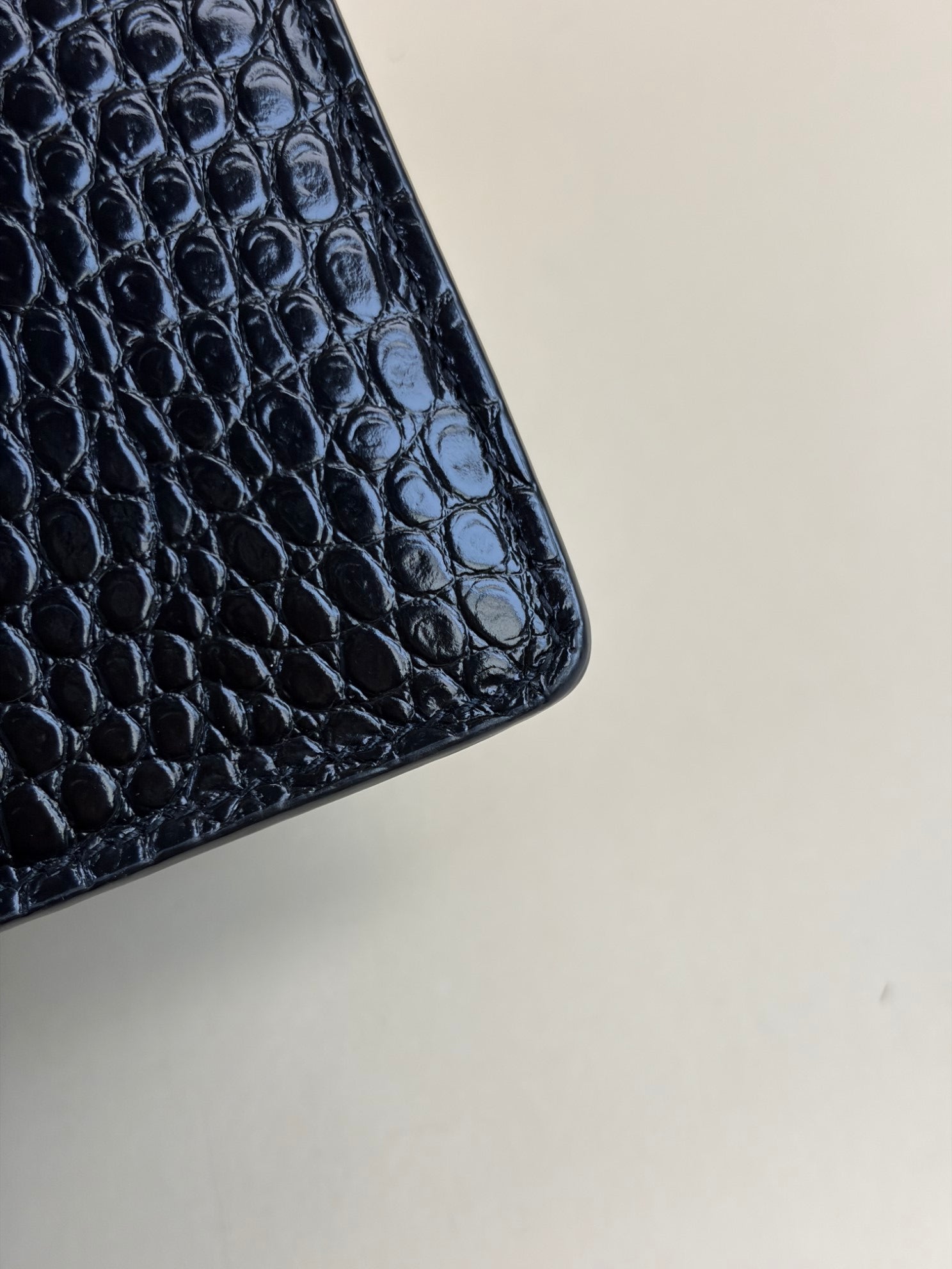 YSL Black Crocodile Embossed Large Bag