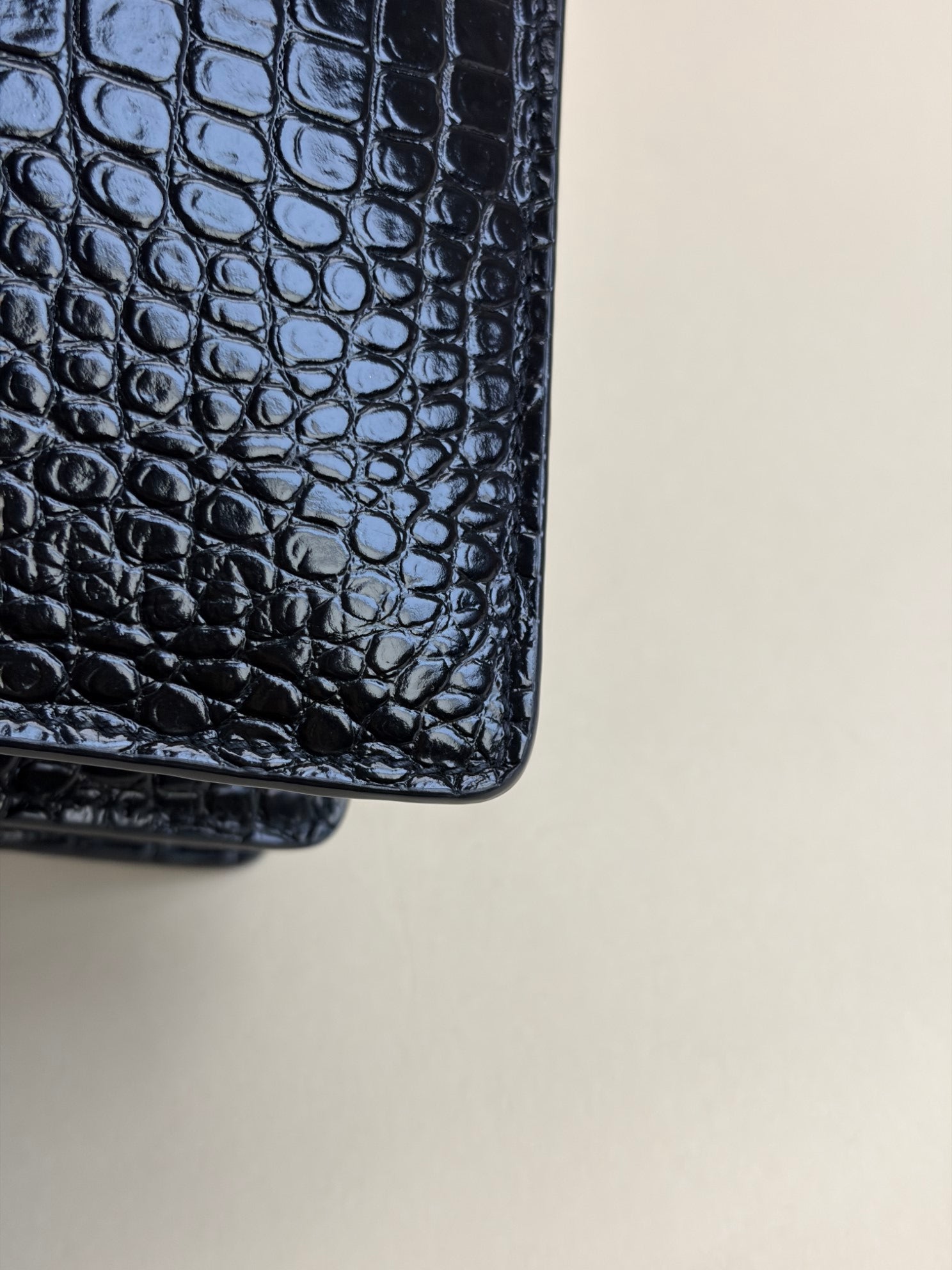 YSL Black Crocodile Embossed Large Bag