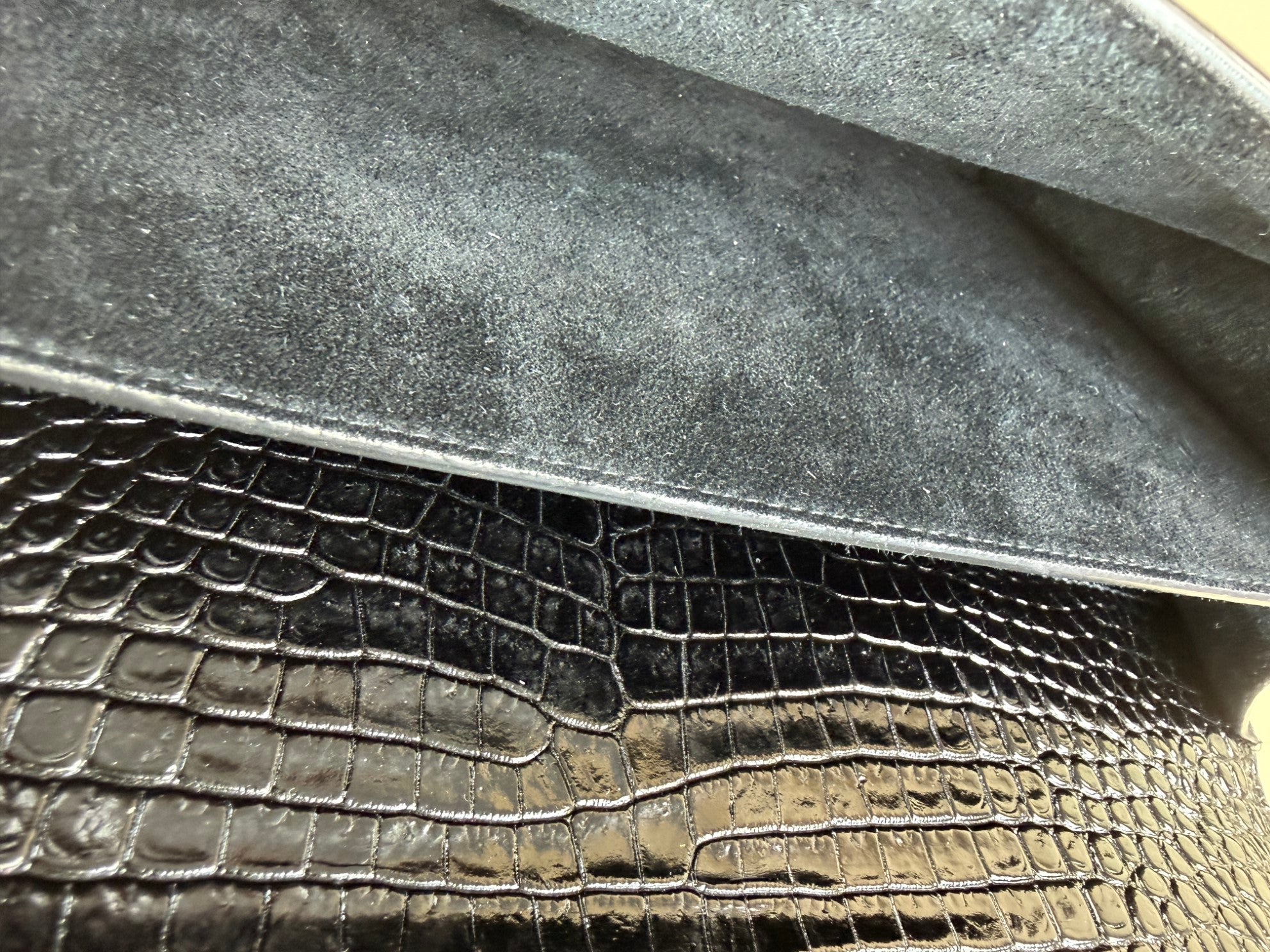 YSL Black Crocodile Embossed Large Bag