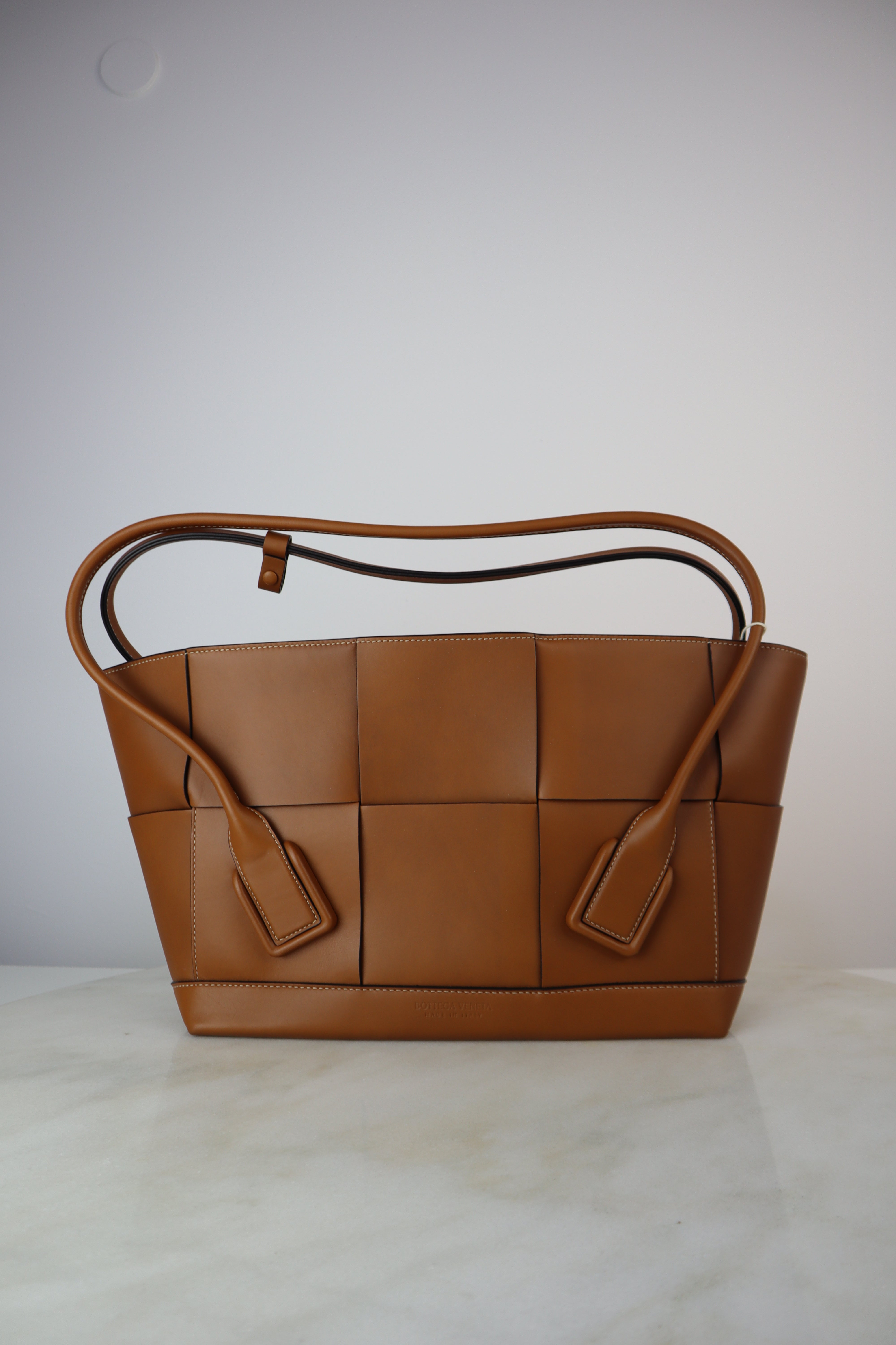 Bottega Veneta Camel Arco Medium Top Handle Bag