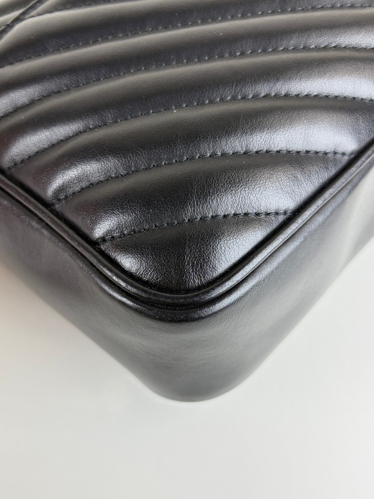 YSL black calfskin matelasse monogram lou camera bag