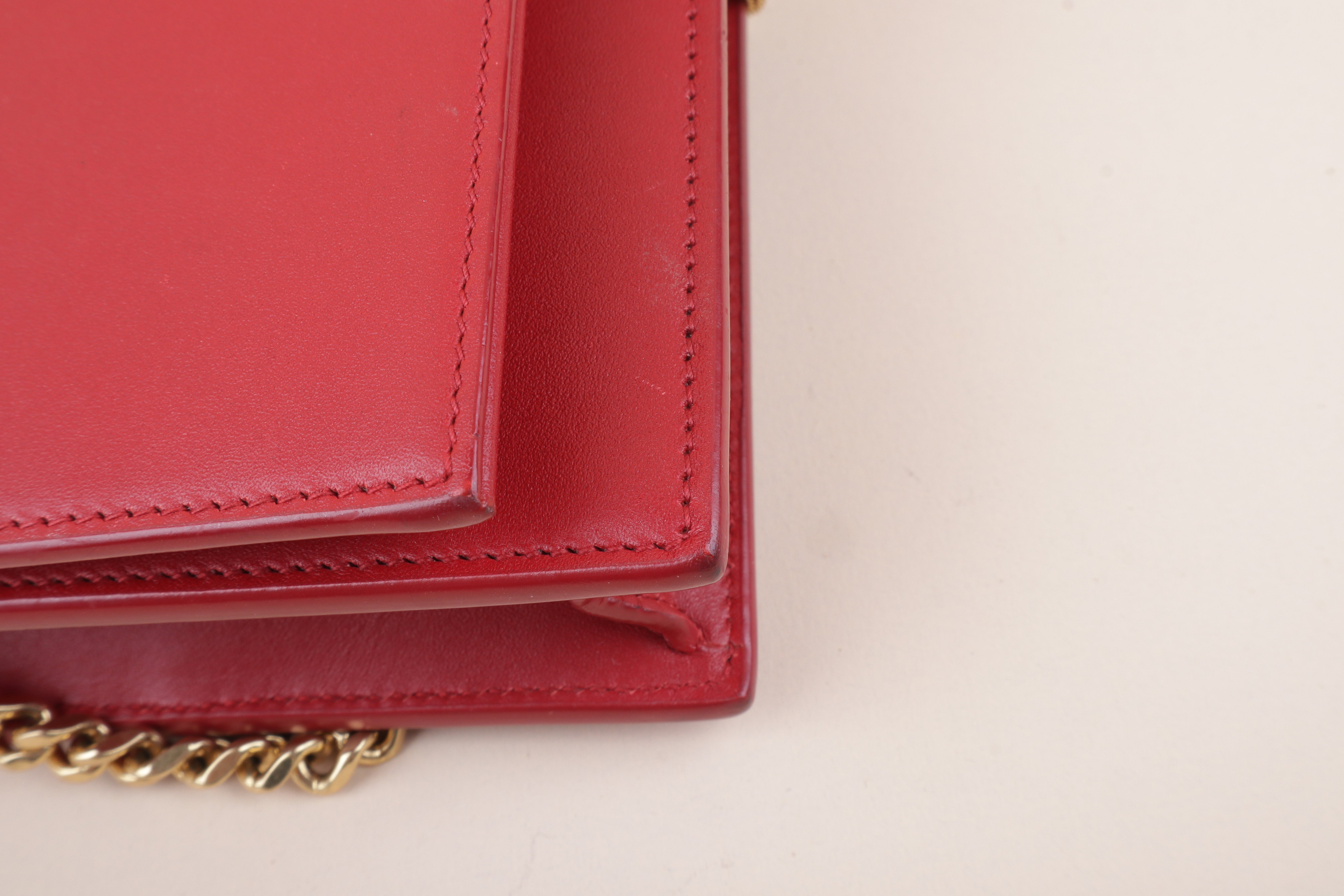 YSL Red Kate Tassel Chain Wallet