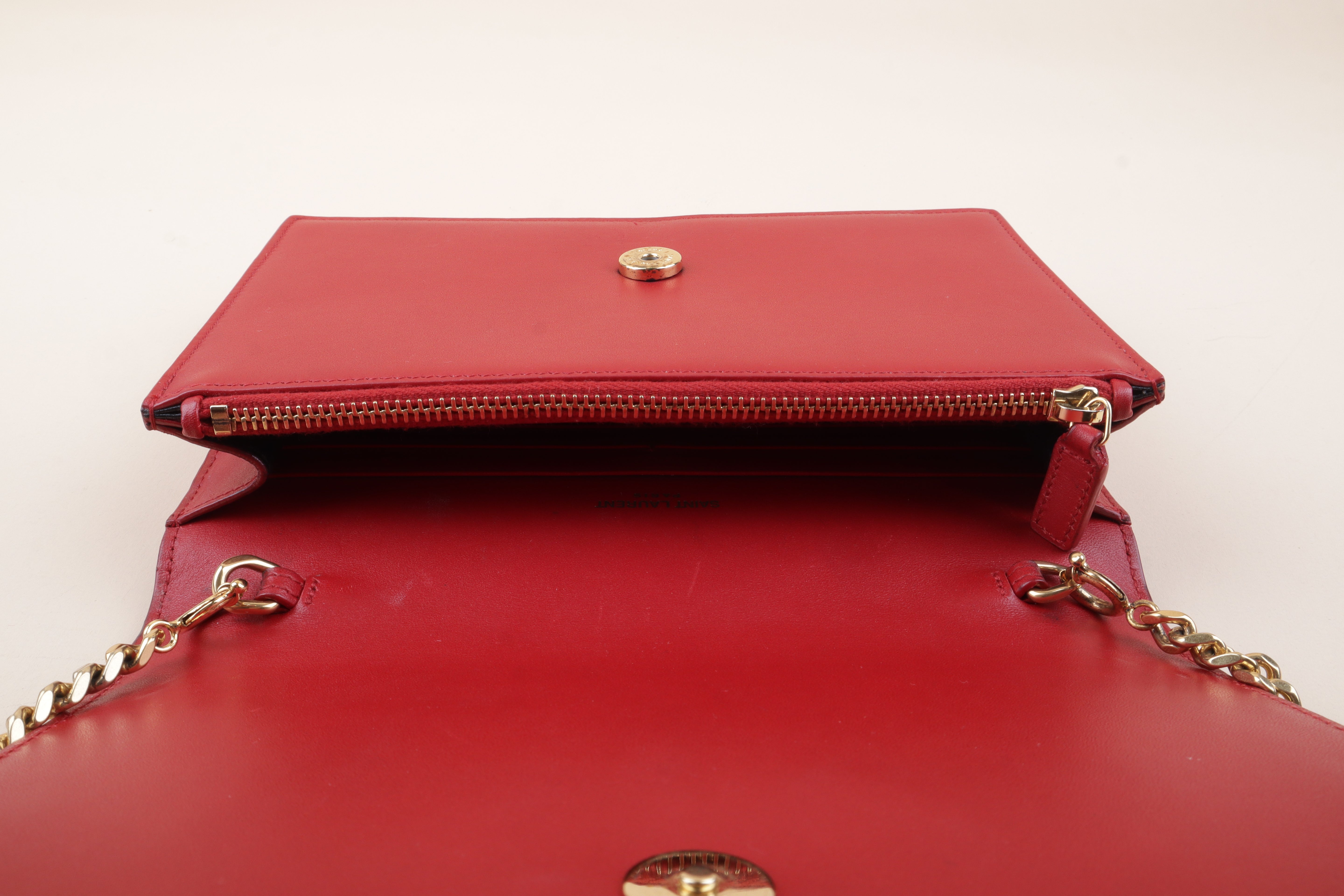 YSL Red Kate Tassel Chain Wallet