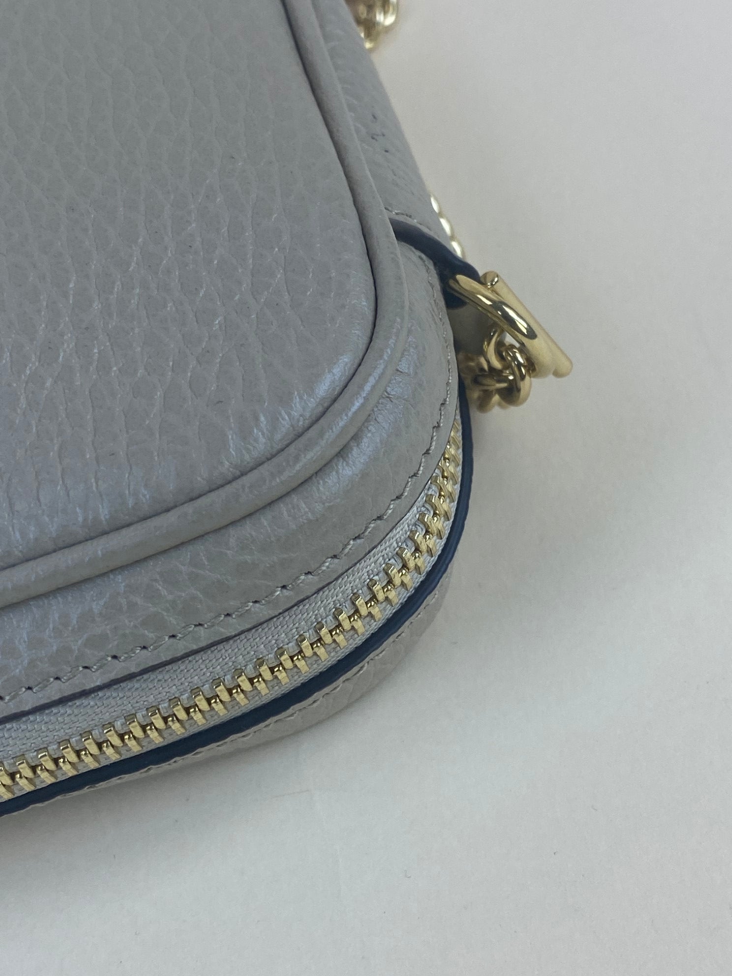 Gucci Beige GG Marmont Mini Camera Bag with Chain