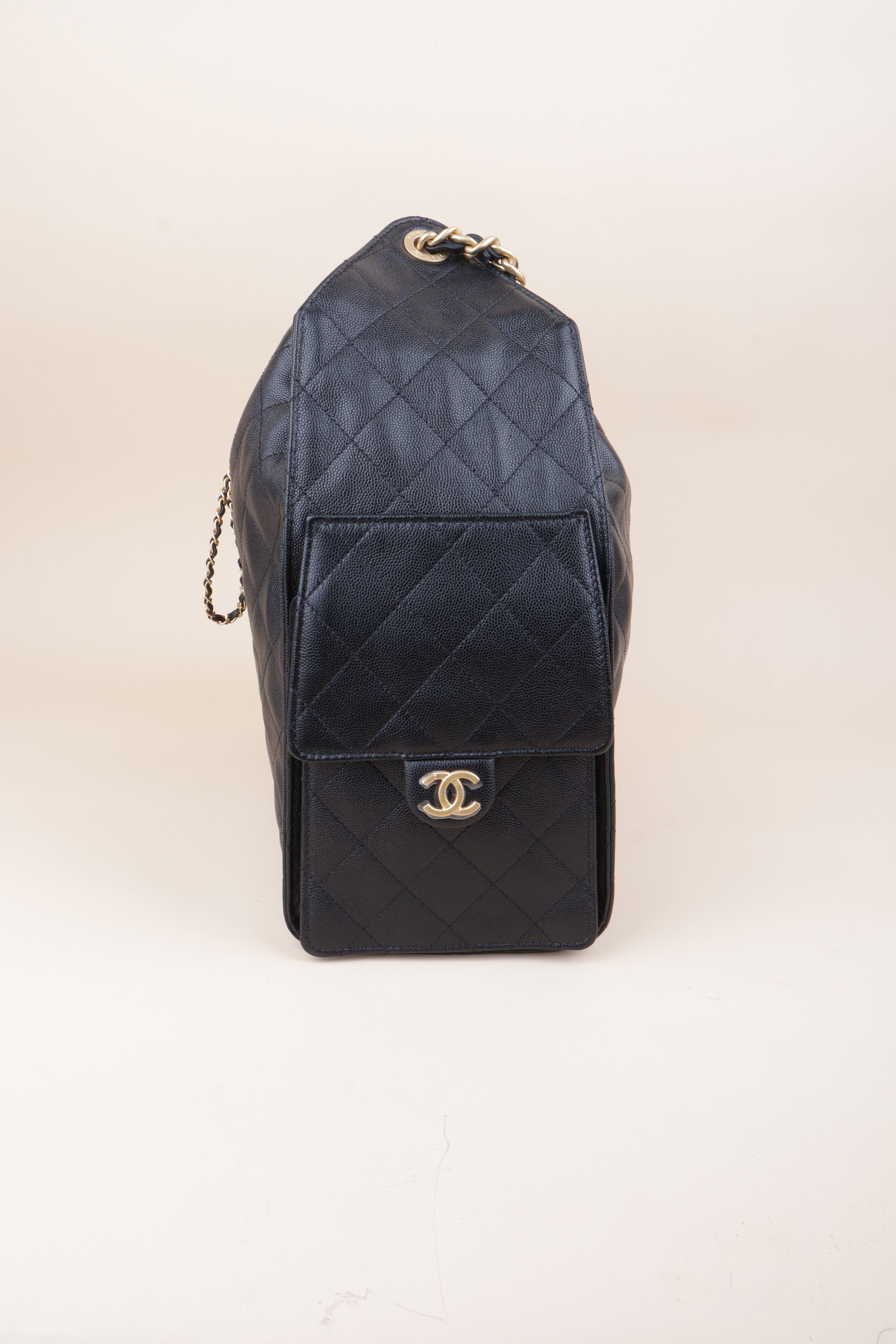 Chanel Black 25 Sac Medium Hobo Bag with Pouch