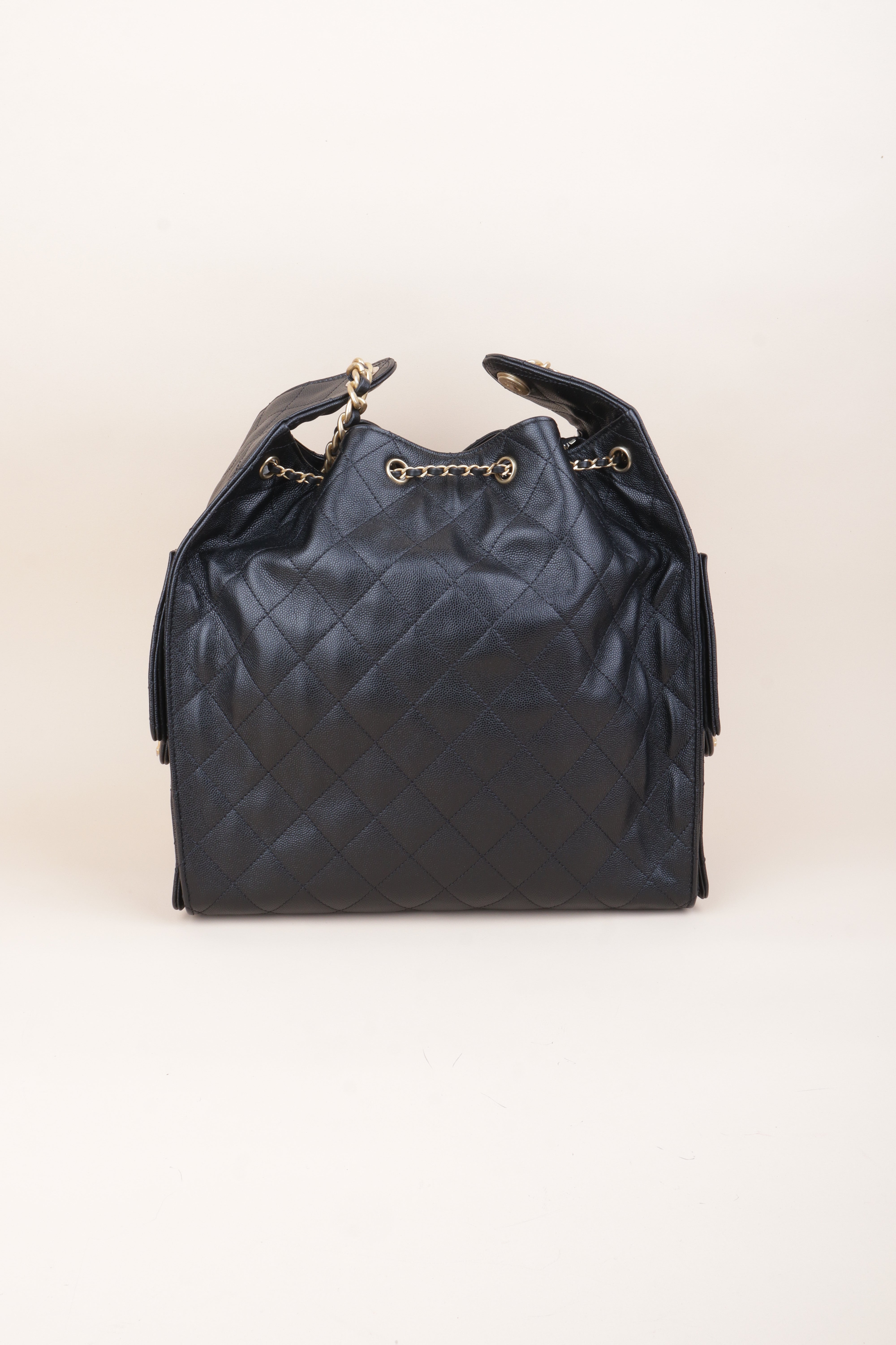 Chanel Black 25 Sac Medium Hobo Bag with Pouch