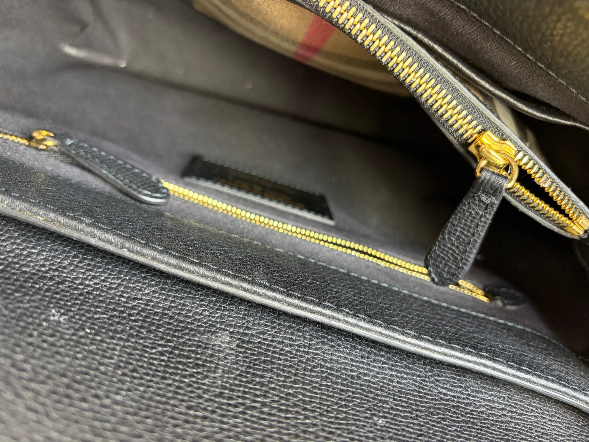 Burberry black Derby House Check Camberley Medium Satchel Bag