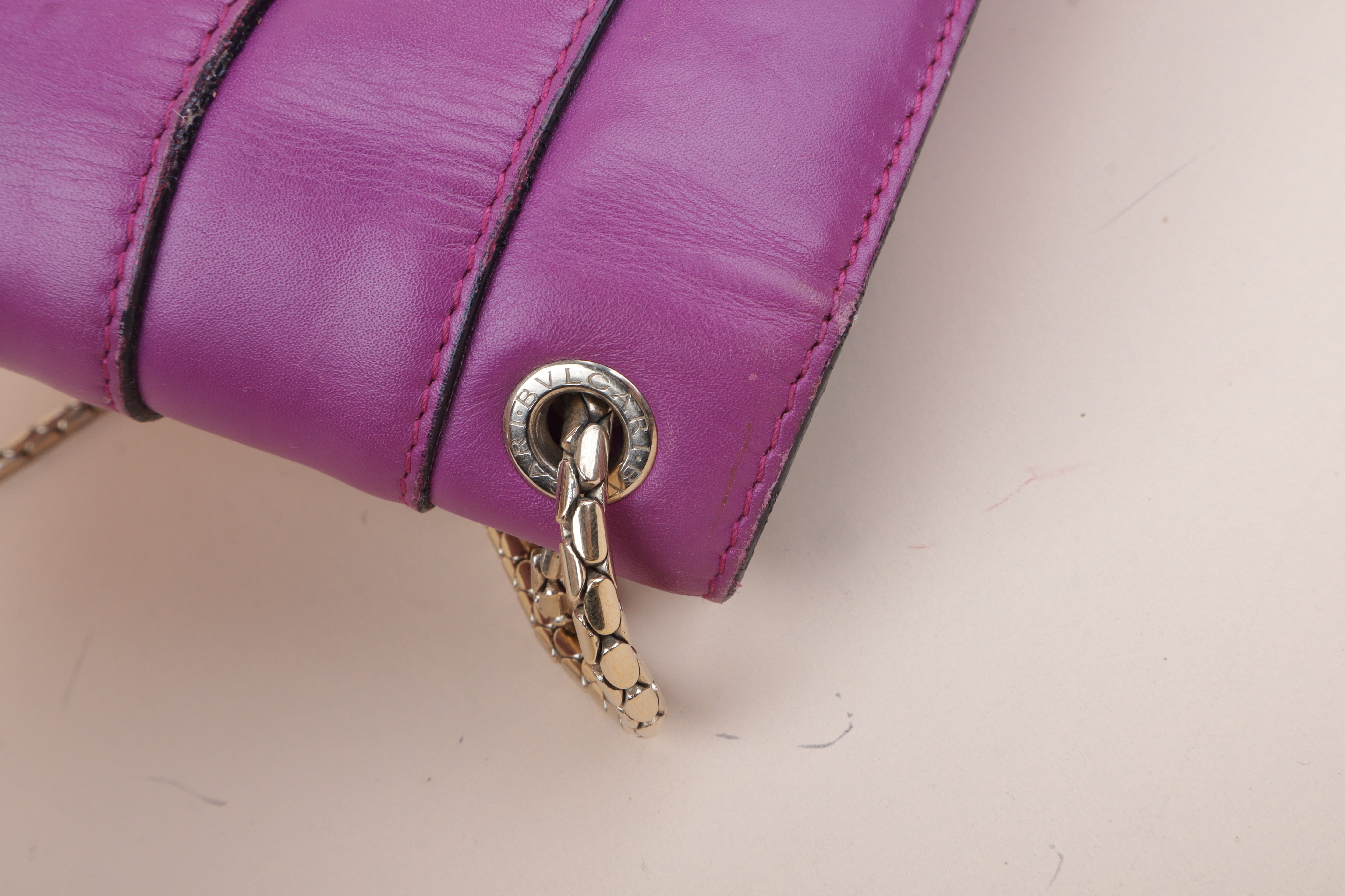 Bvlgari Purple Serpenti Forever Large Shoulder Bag