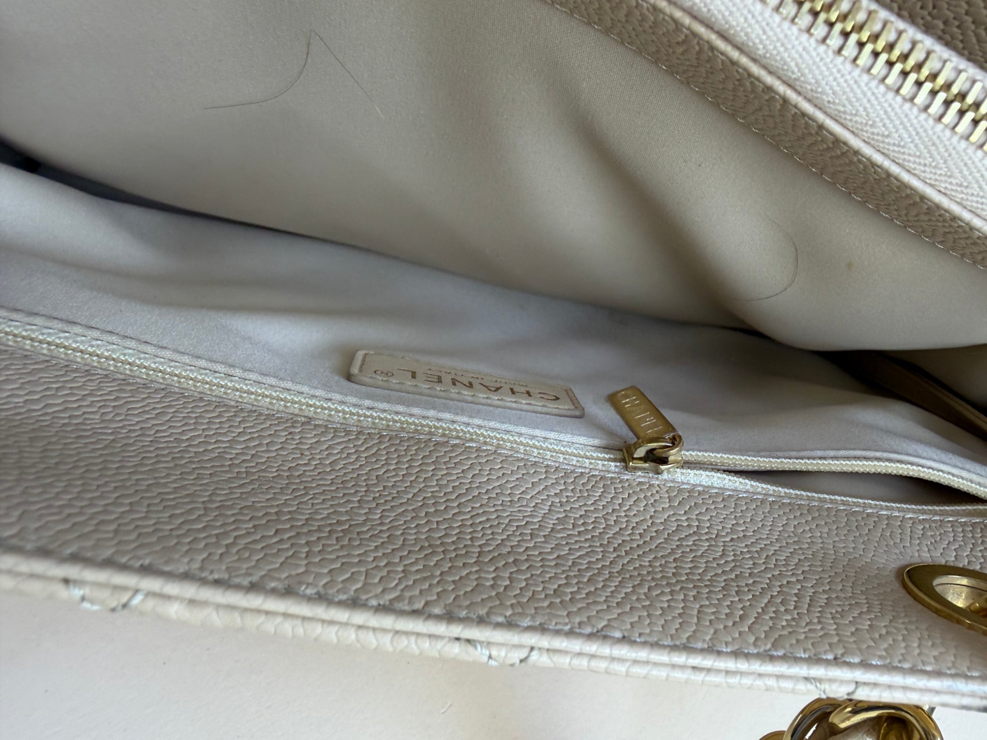 Chanel Beige Quilted Grand Shopping Bag