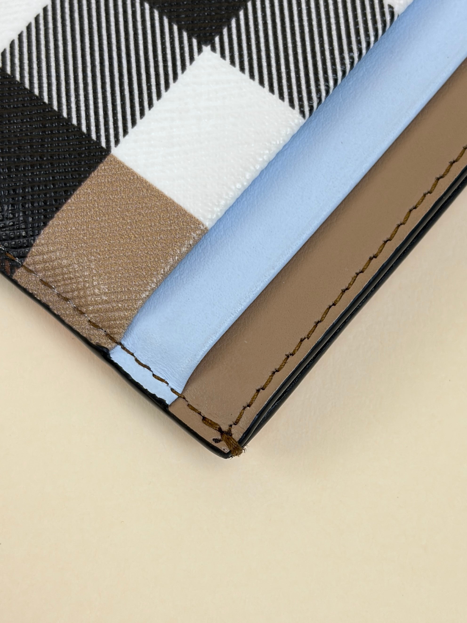 Burberry multicolor Sandon check and leather card holder