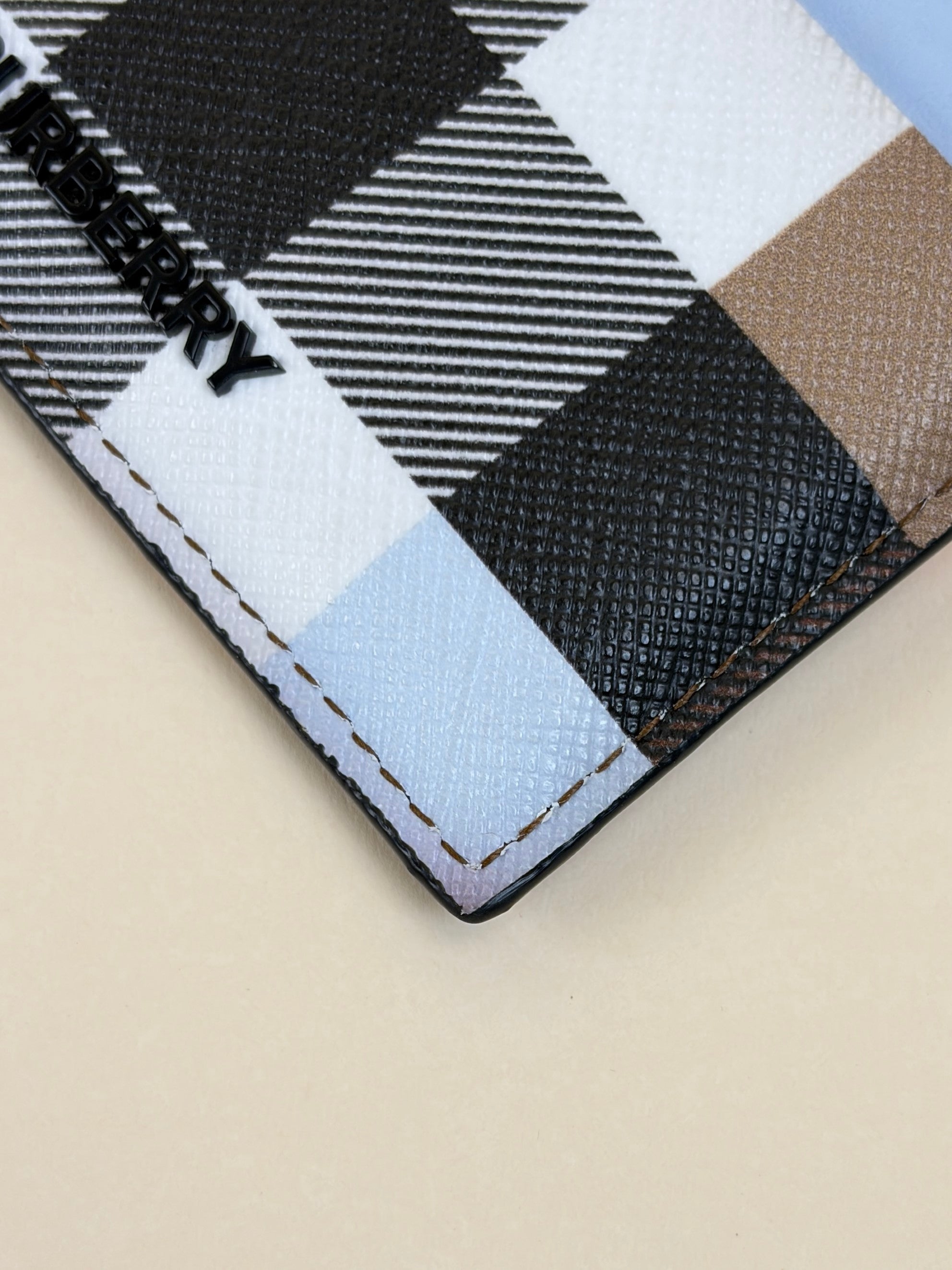 Burberry multicolor Sandon check and leather card holder