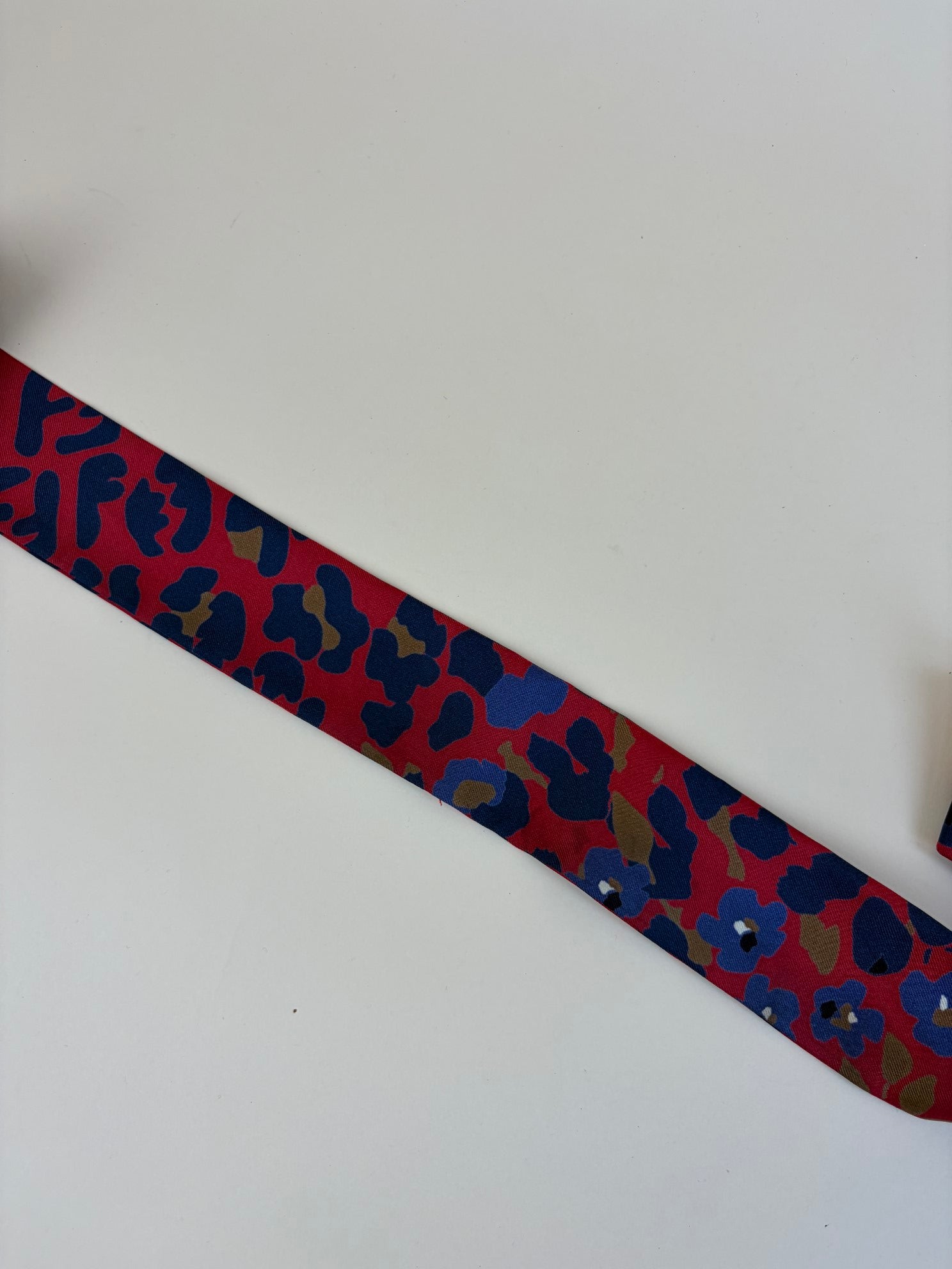 Fendi Red Multicolor Floral FF Monogram Silk Twilly