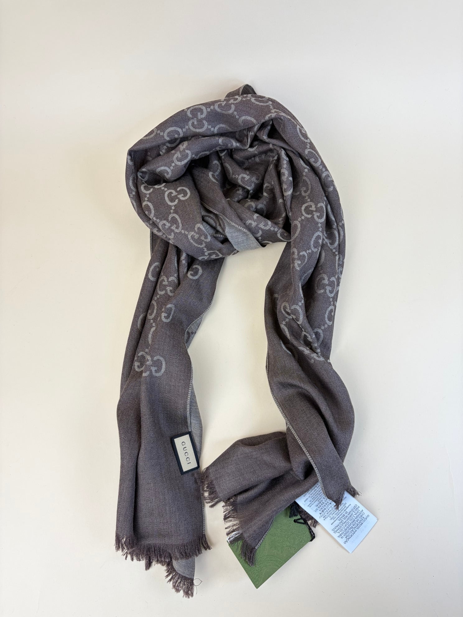 Gucci Dark Brown GG Monogram - Wool Scarf