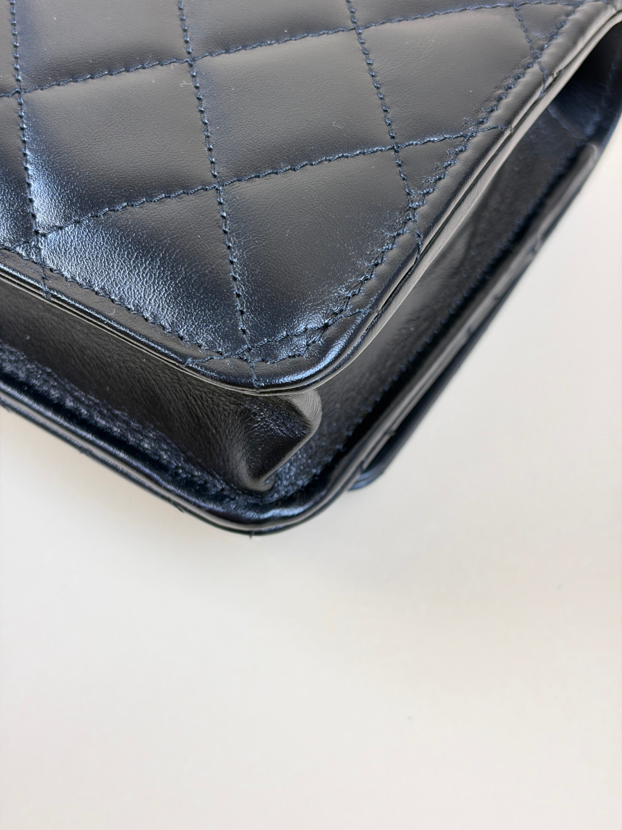 Chanel Black calfskin perfect fit wallet on chain lambskin
