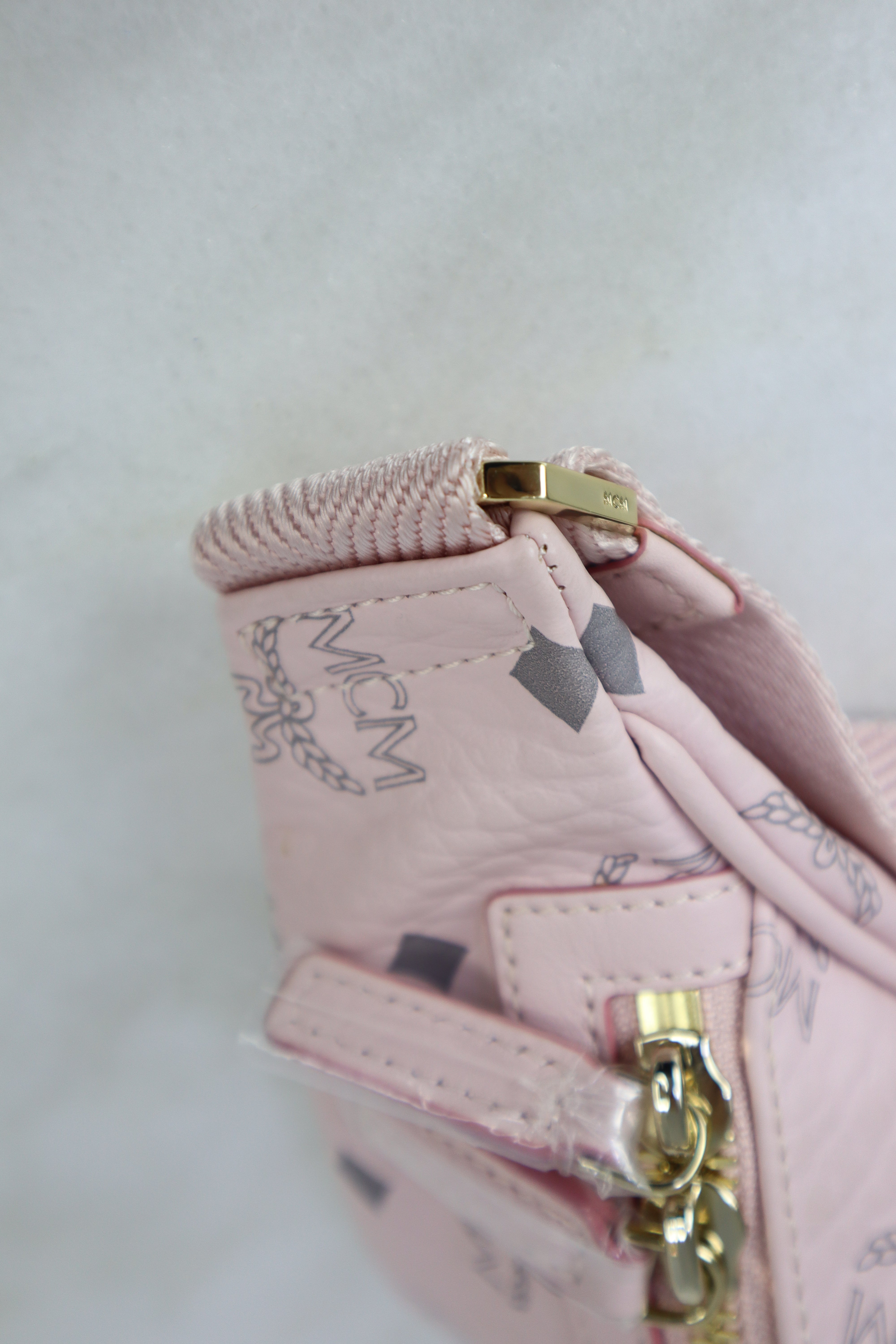 MCM Baby Pink Visetos Fursten Belt Bag