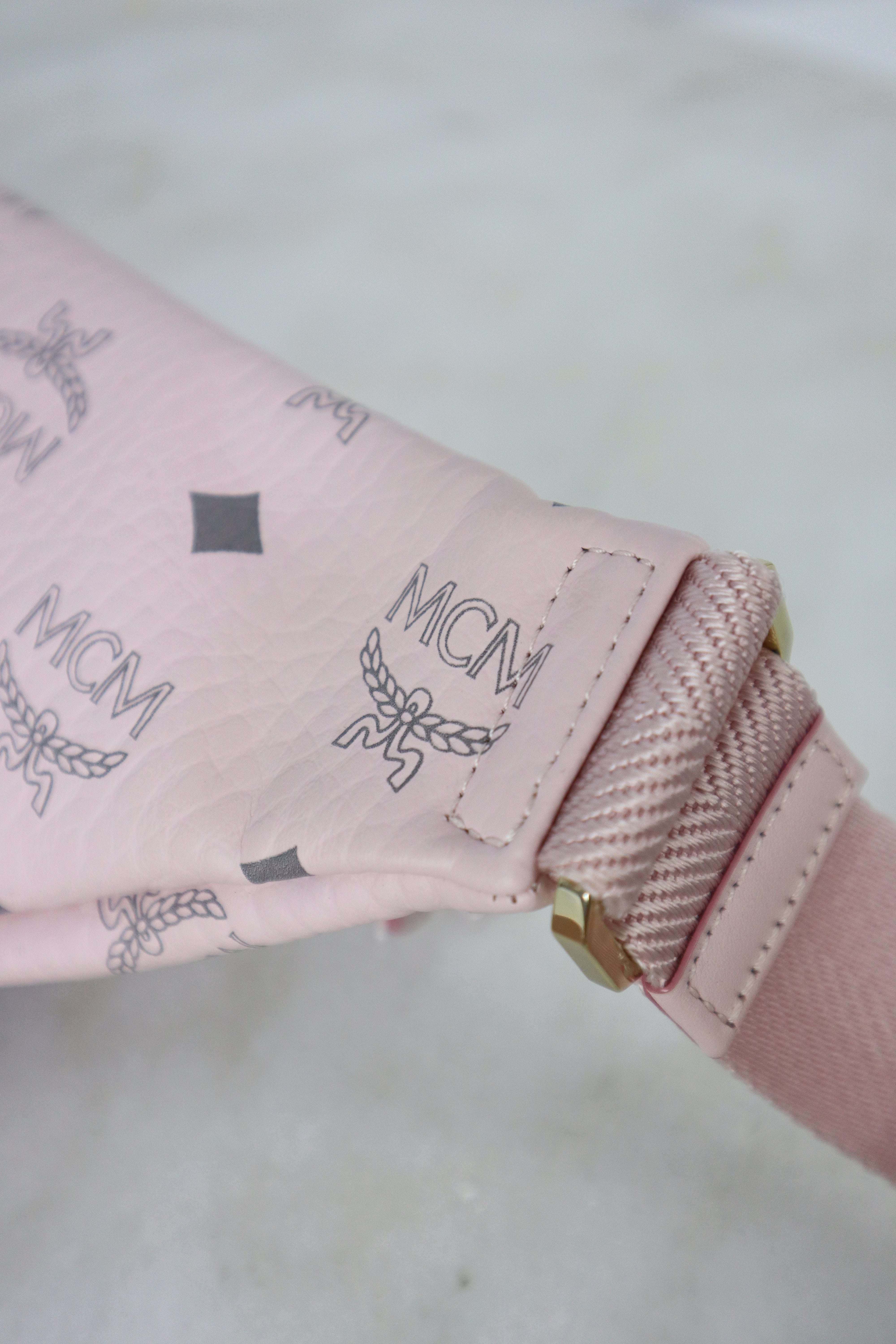 MCM Baby Pink Visetos Fursten Belt Bag