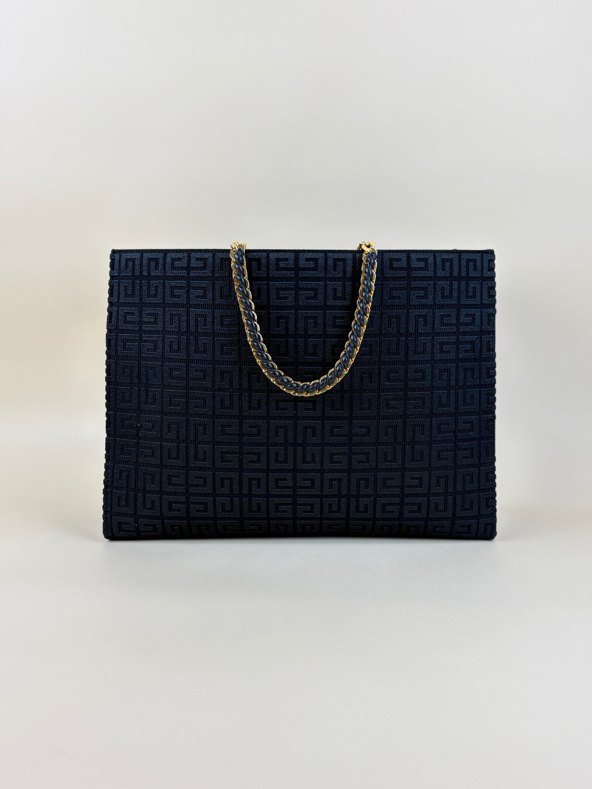 Givenchy black 4G embroidery with chain medium G-tote