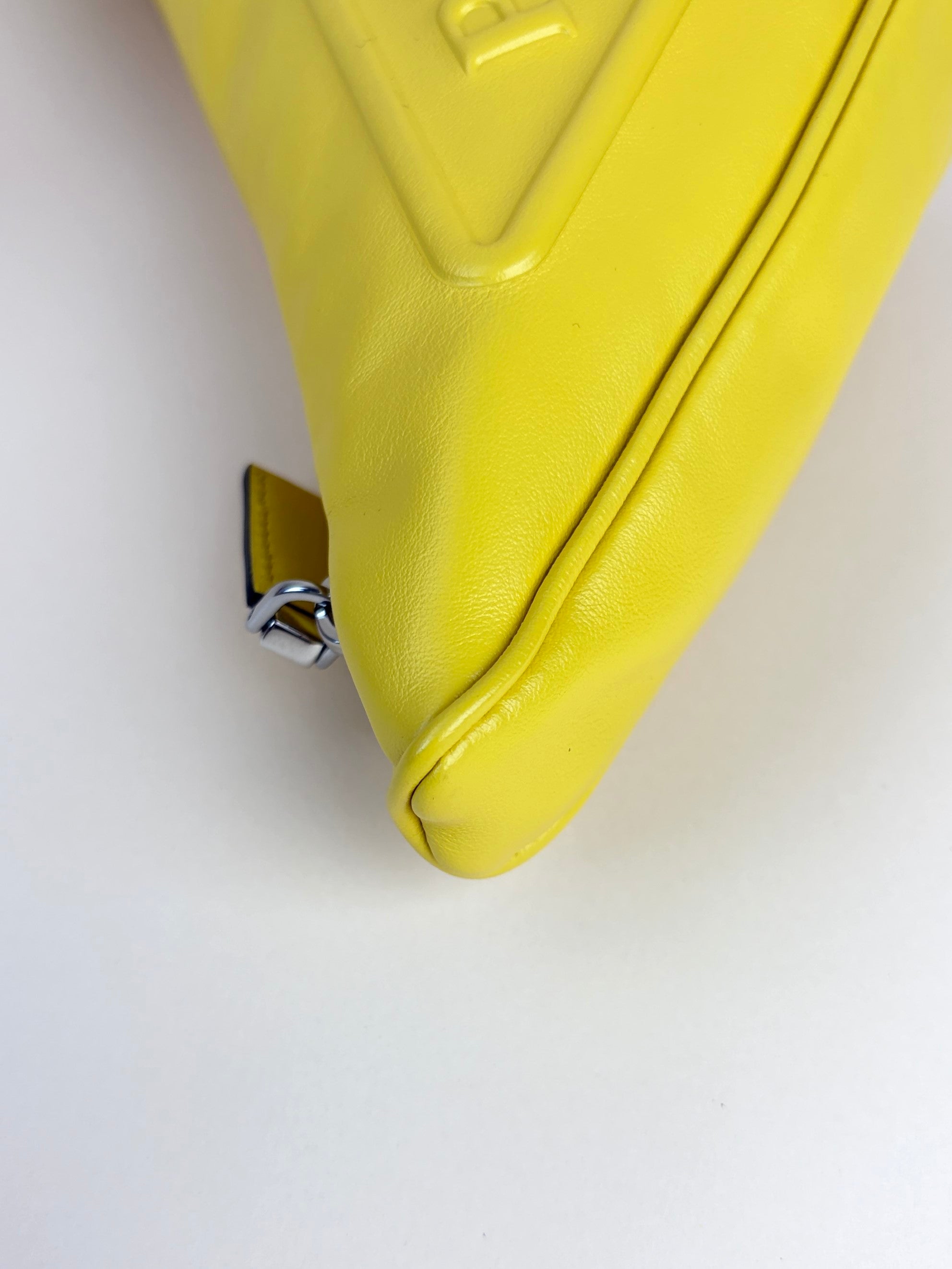 Prada sole grace lux yellow triangle wristlet pouch