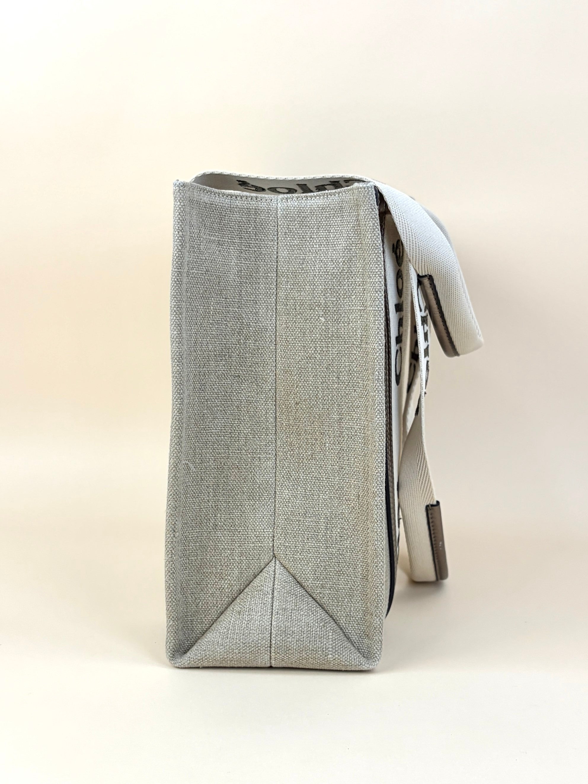 Chloe shiny grey Woody medium Tote Bag
