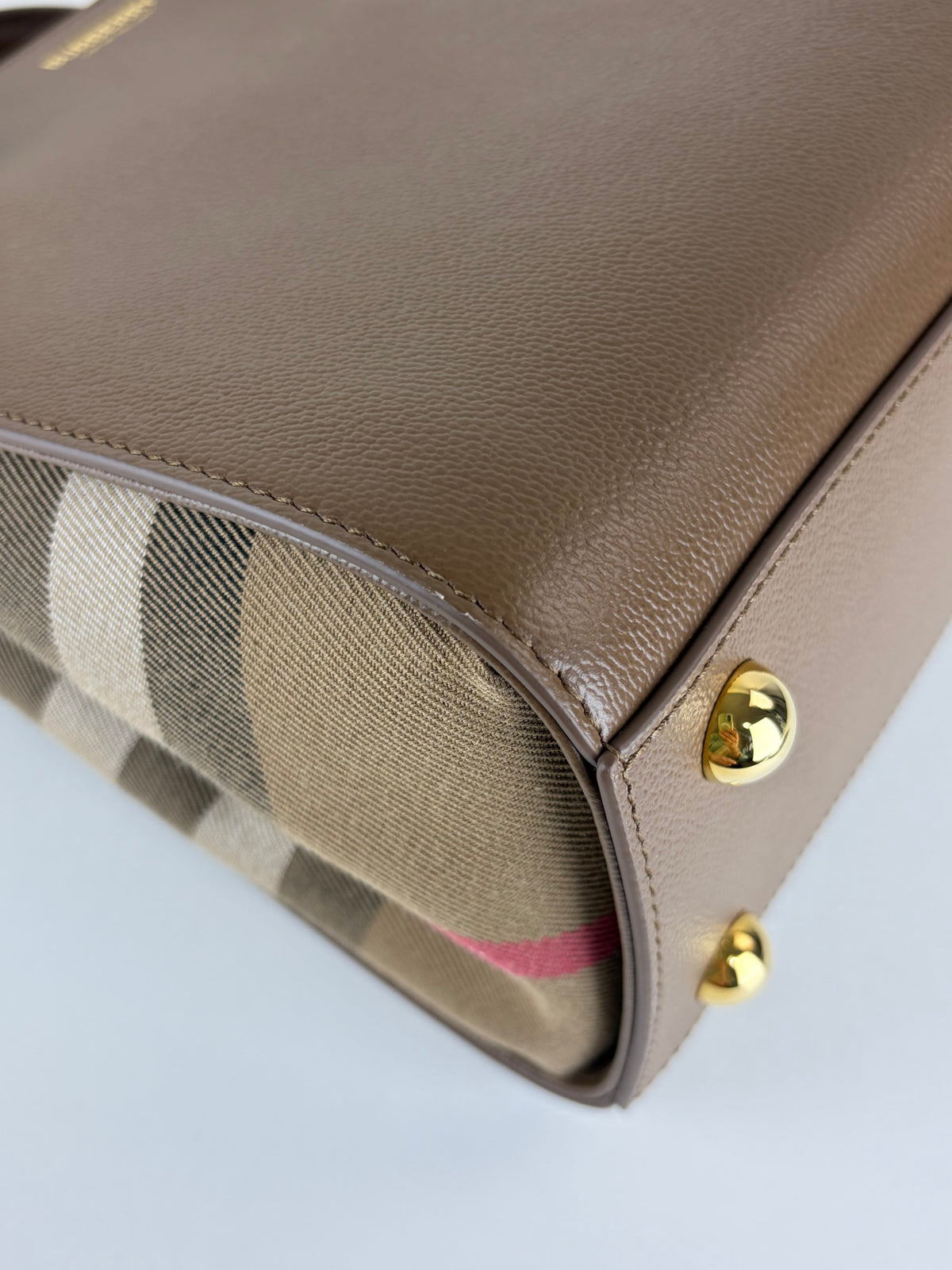 Burberry earth leather check canvas mini banw bag