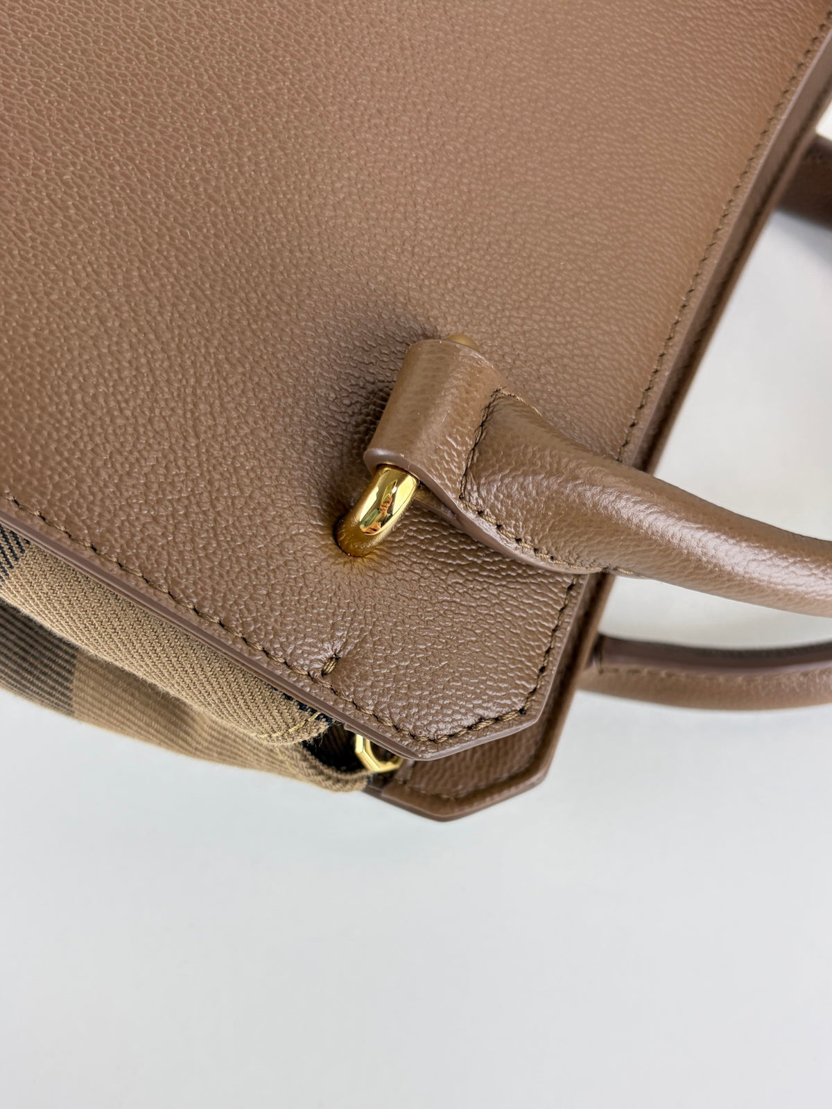 Burberry earth leather check canvas mini banw bag
