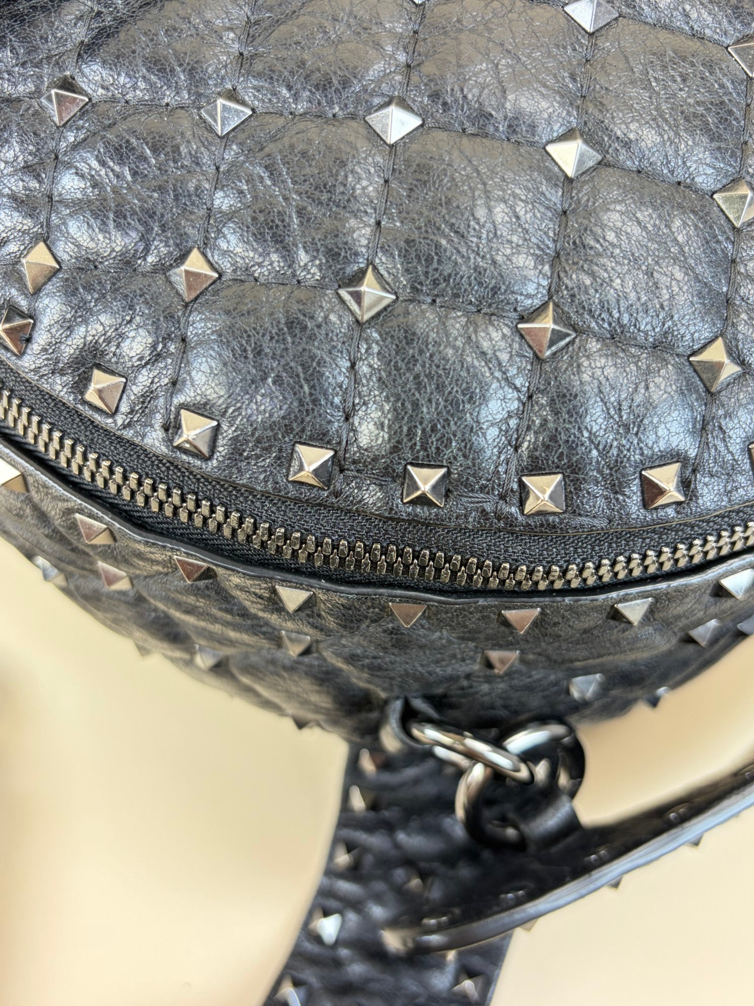 Valentino backpack spike stud black leather