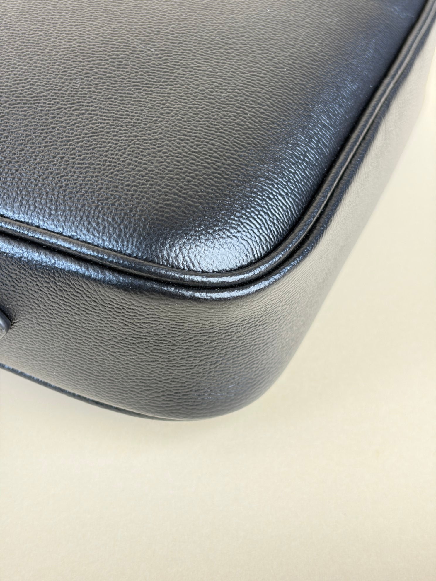 Burberry black leather and House Check small camera bag