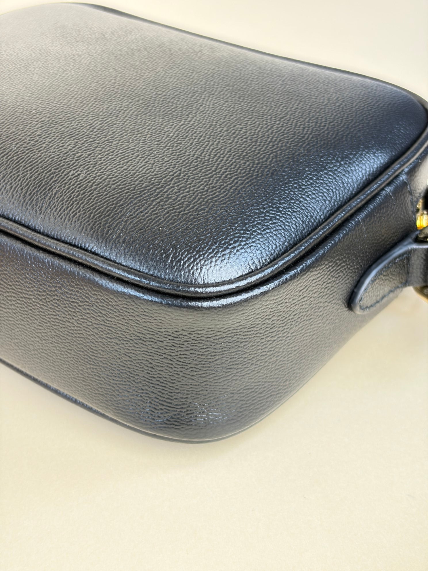 Burberry black leather and House Check small camera bag