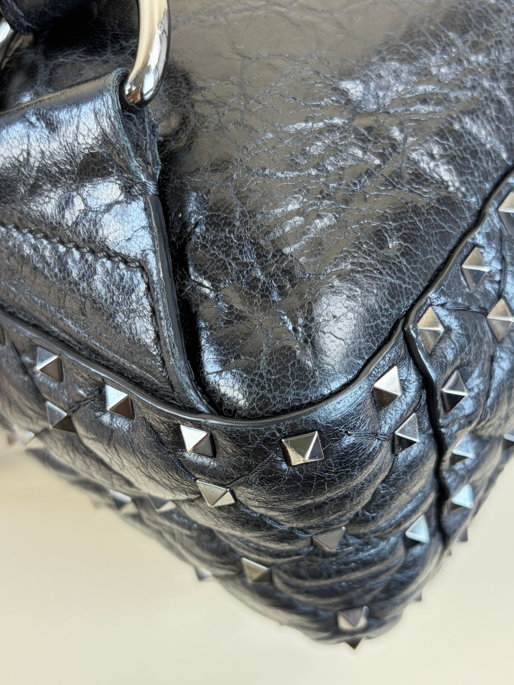 Valentino backpack spike stud black leather
