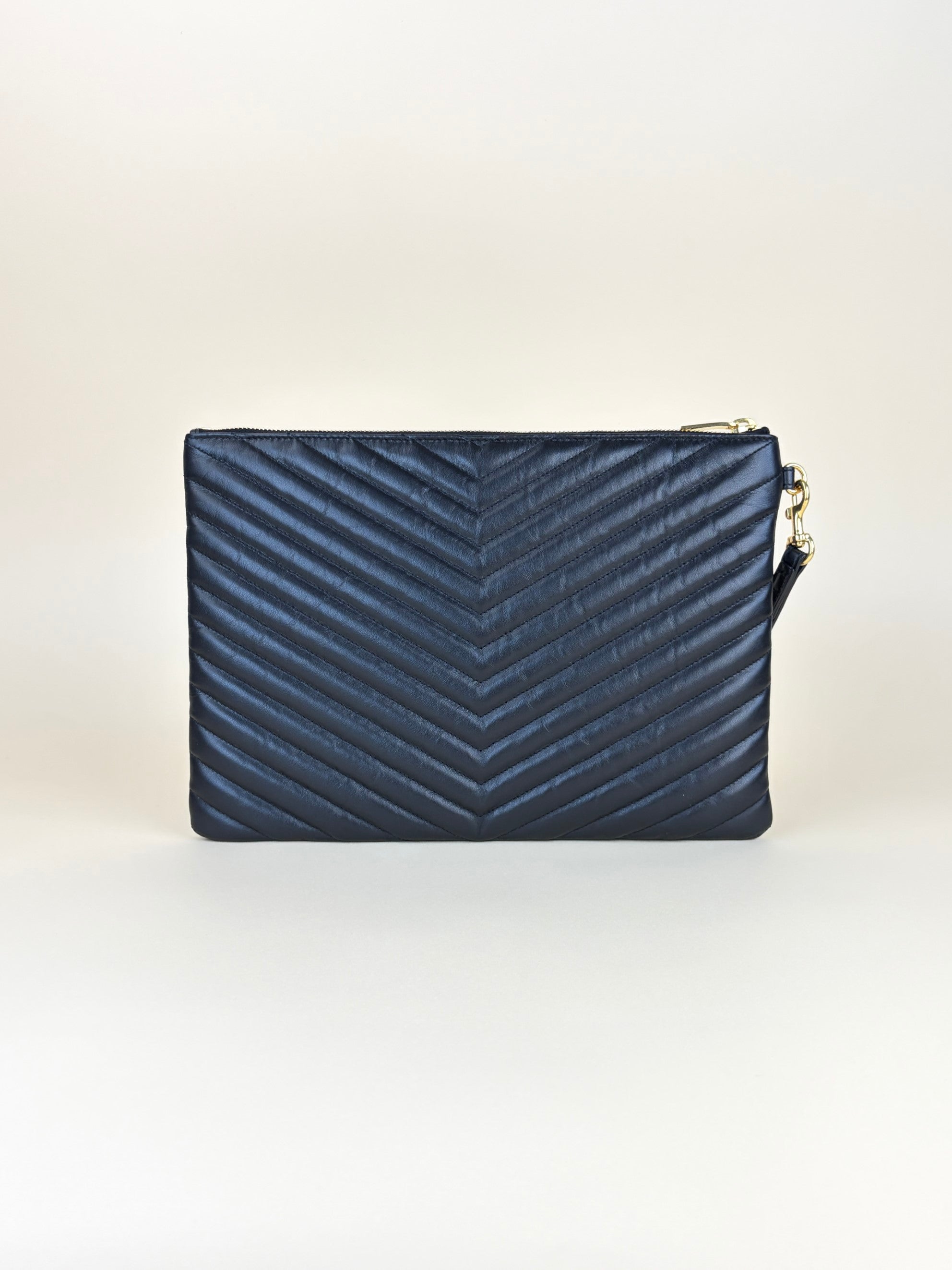 ysl black Cassandra matelassé tablet pouch