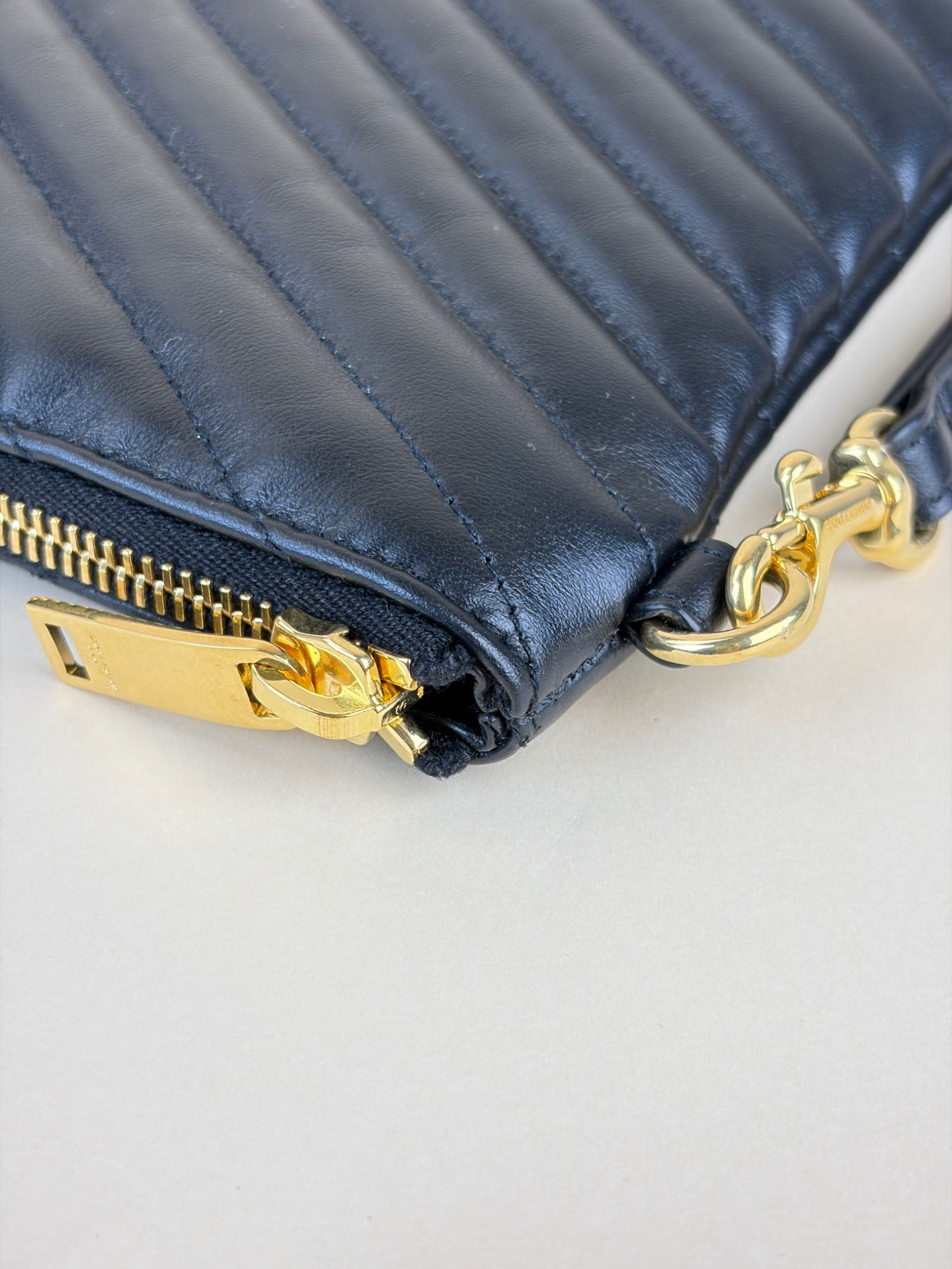 ysl black Cassandra matelassé tablet pouch