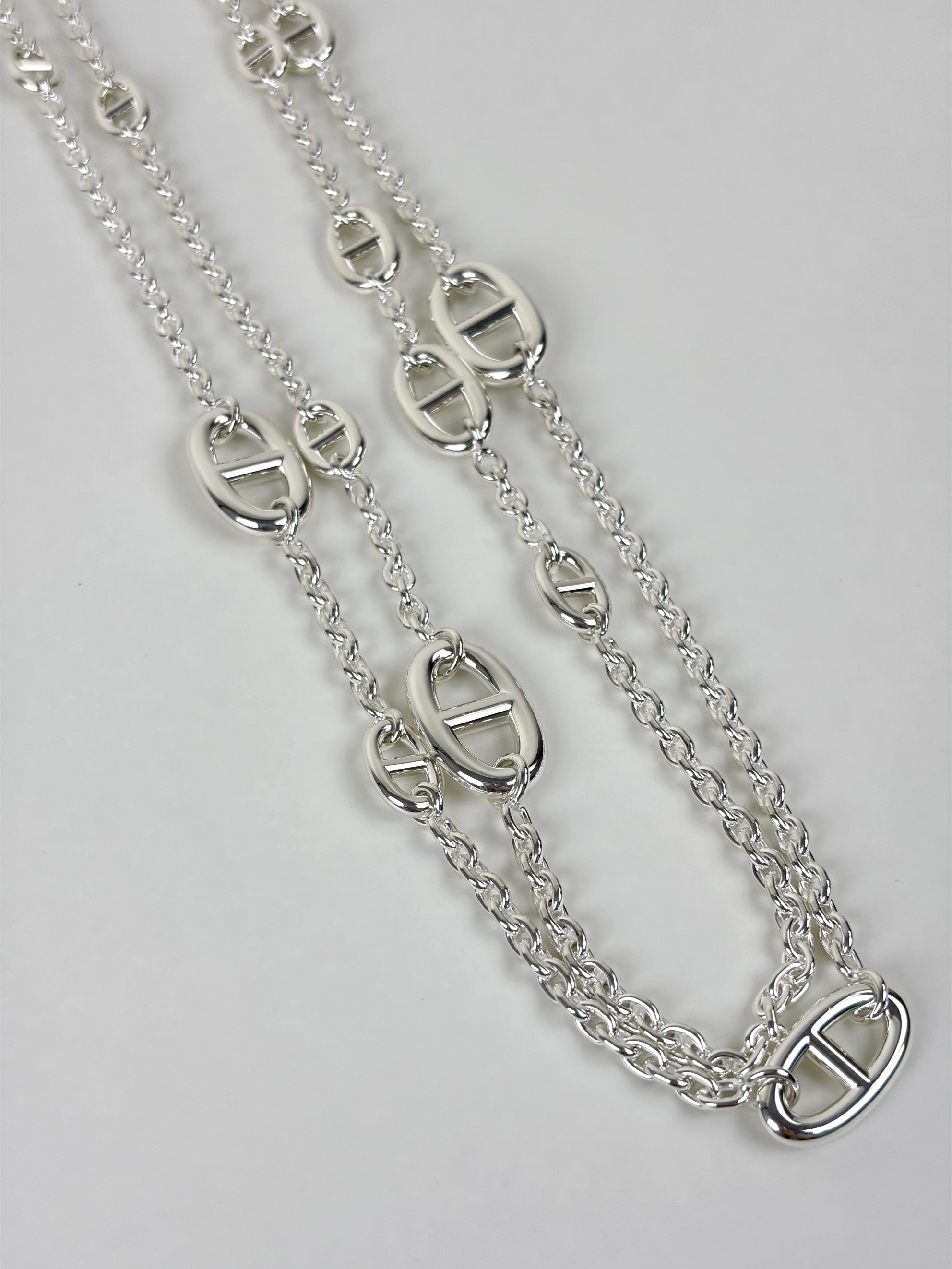 Hermes Silver Farandole strling Long Necklace 160cm