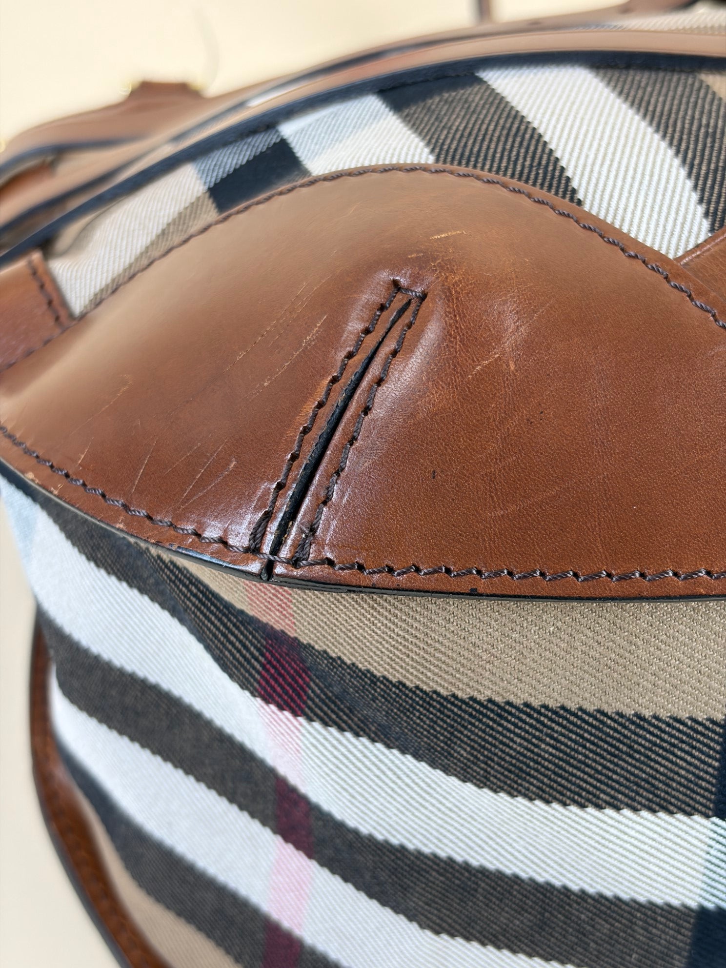 Burberry Camel Dutton Bridle House Check Small Shoulder Bag with Strap