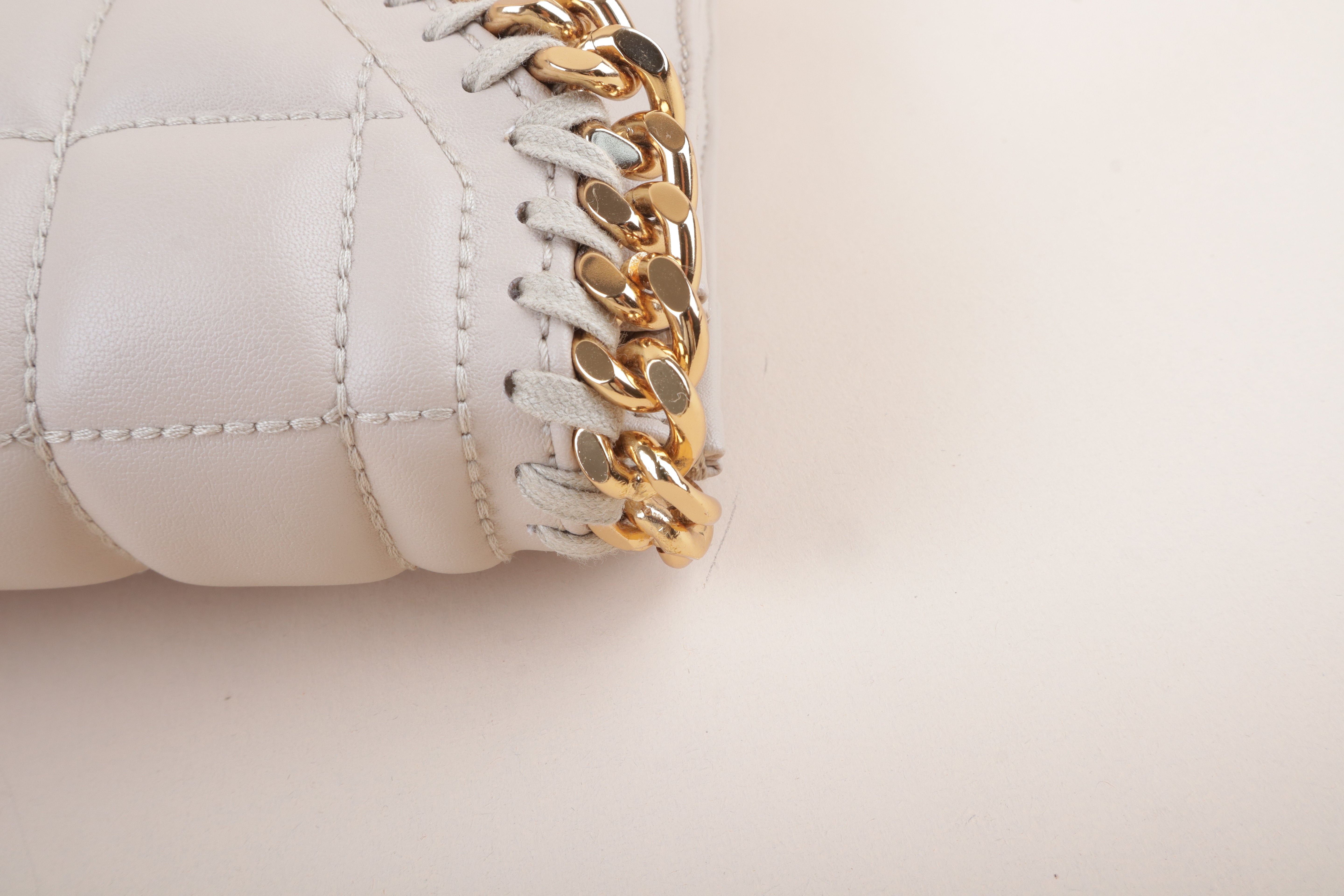 Stella Mccartney Beige Quilted Clutch Shoulder Bag
