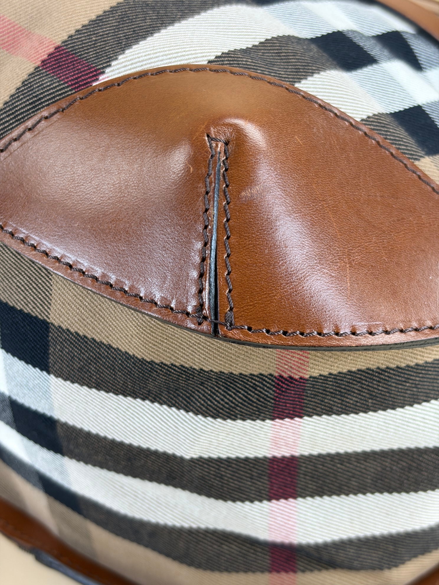 Burberry Camel Dutton Bridle House Check Small Shoulder Bag with Strap