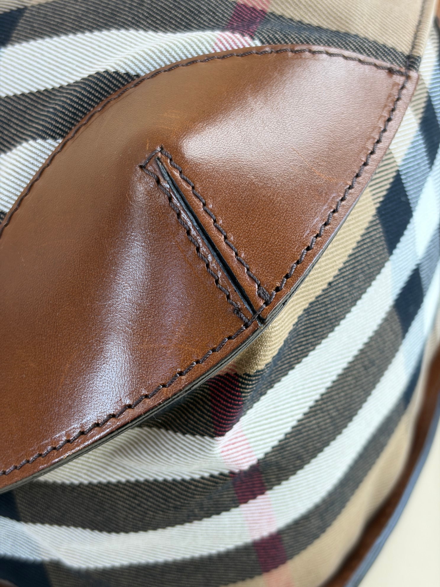 Burberry Camel Dutton Bridle House Check Small Shoulder Bag with Strap