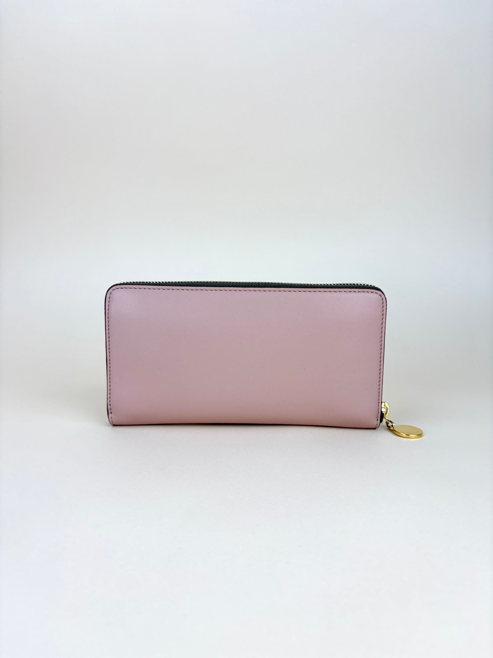 stella McCartney plush nude leather logo continental zip around wallet