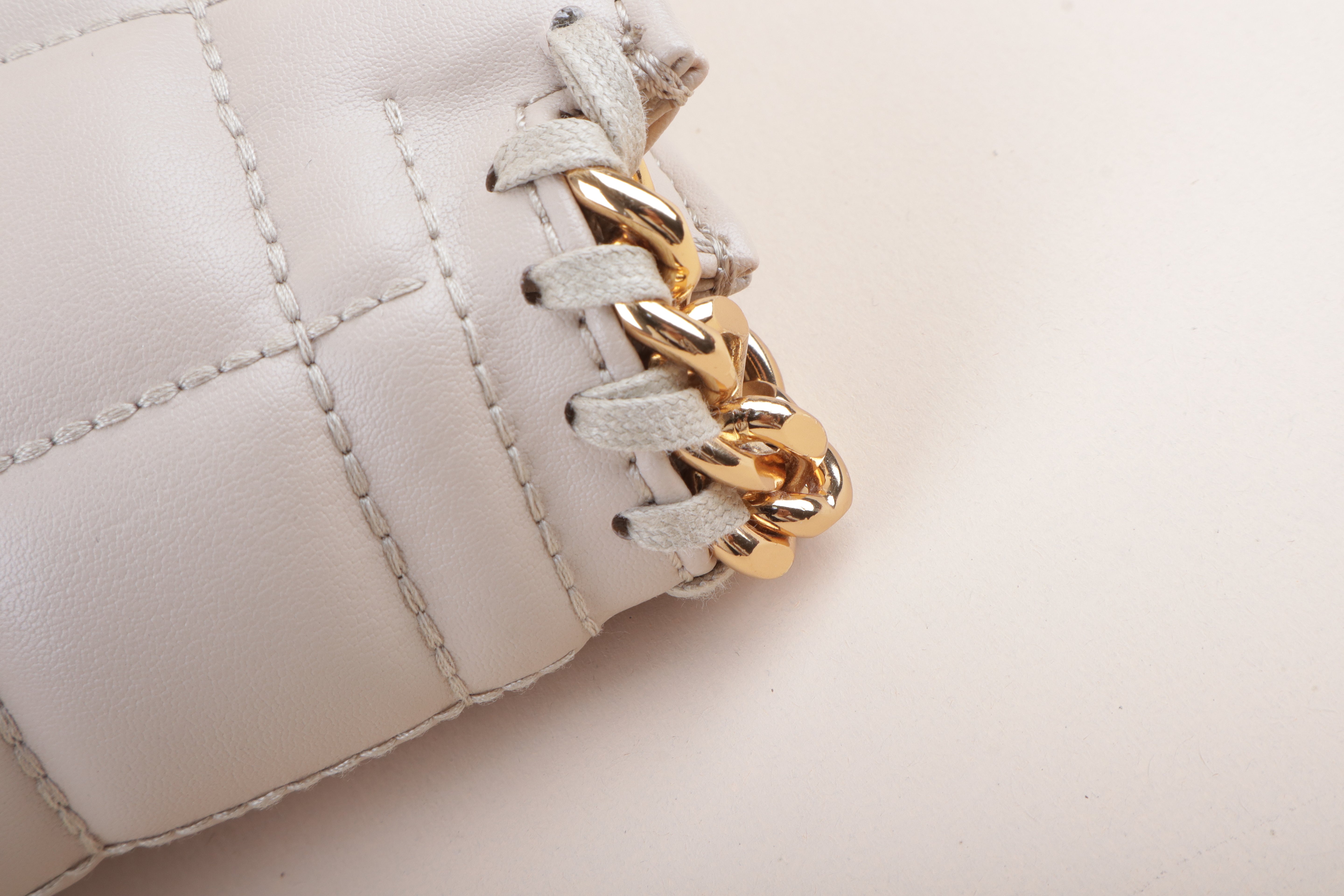 Stella Mccartney Beige Quilted Clutch Shoulder Bag