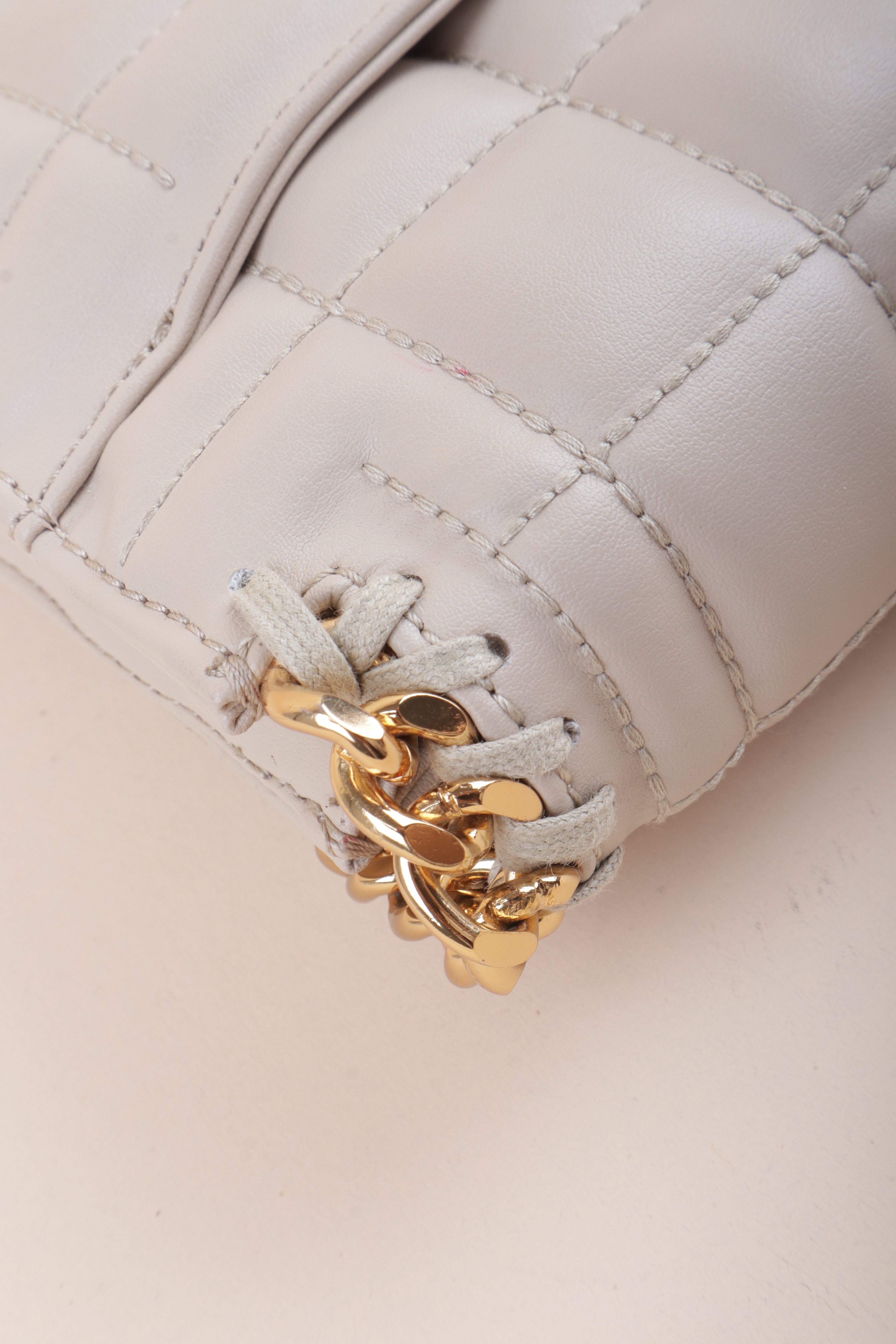Stella Mccartney Beige Quilted Clutch Shoulder Bag