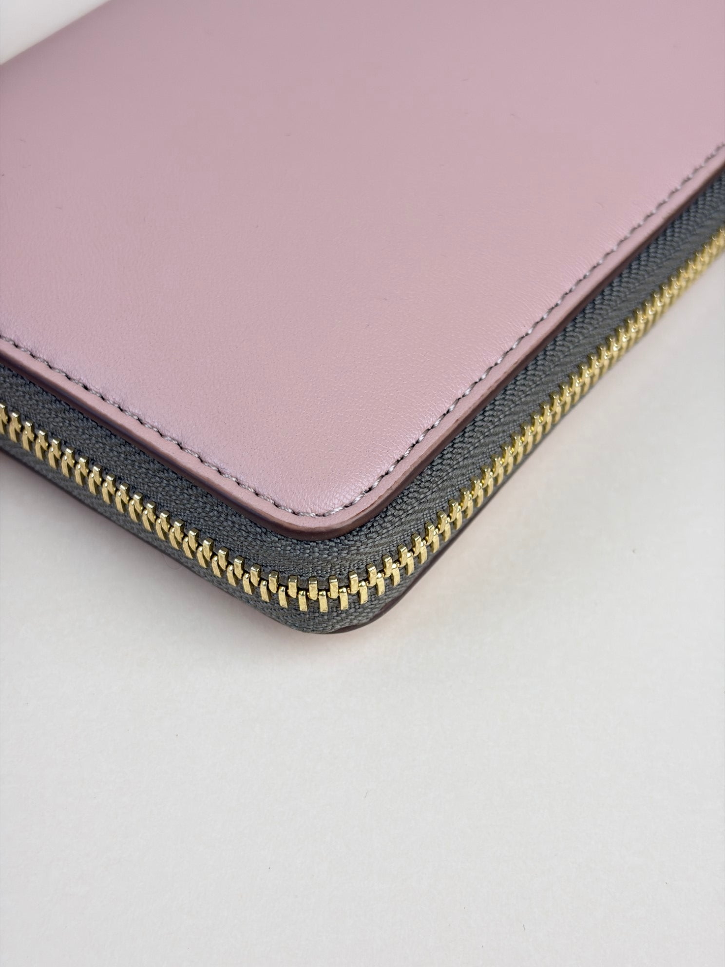 stella McCartney plush nude leather logo continental zip around wallet