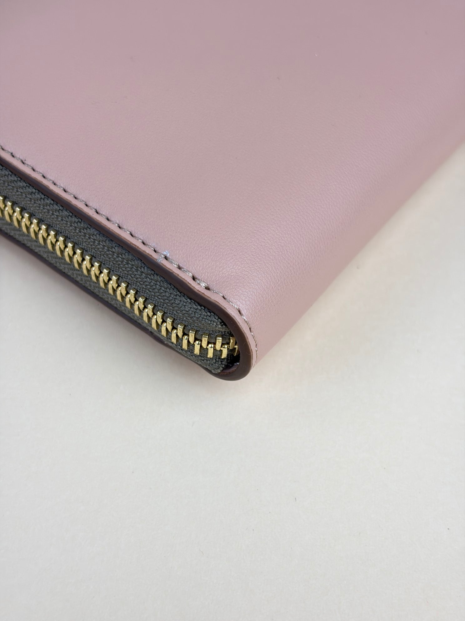 stella McCartney plush nude leather logo continental zip around wallet