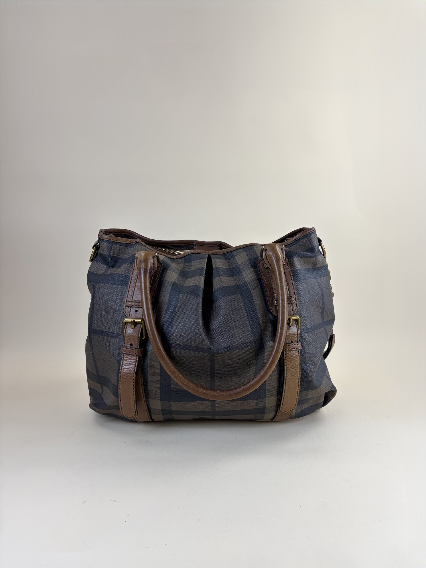 Burberry Brown Smoked Check Tote Northfield Bag with Strap