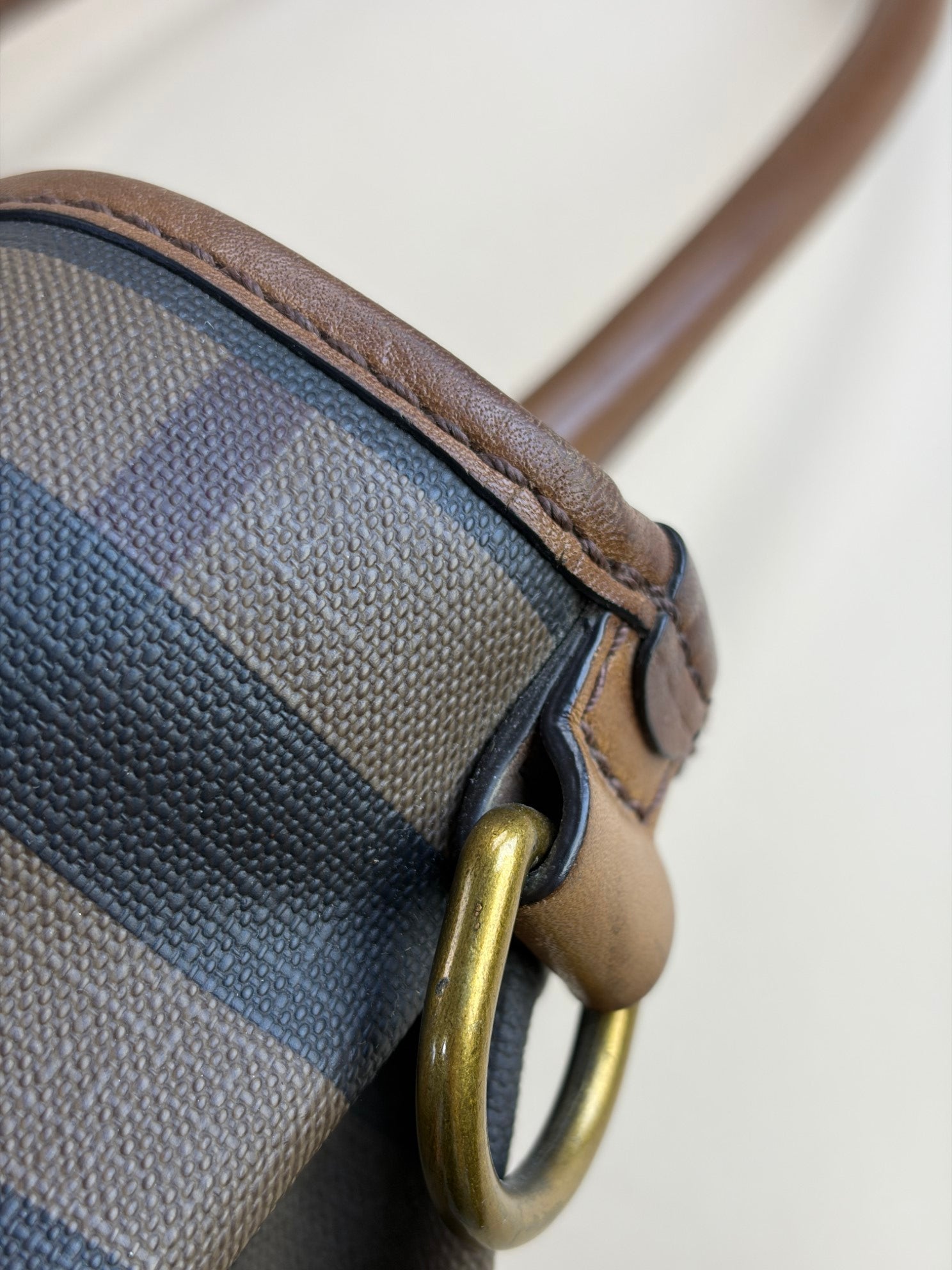 Burberry Brown Smoked Check Tote Northfield Bag with Strap