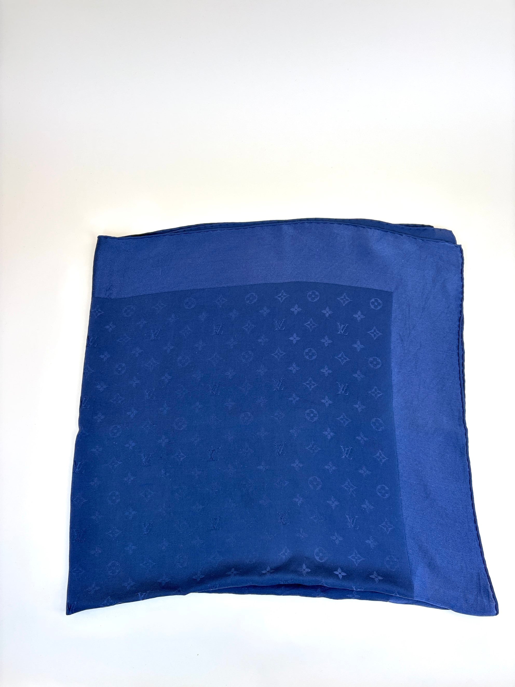 Louis Vuitton navy blue Monogram monaco silk square scarf
