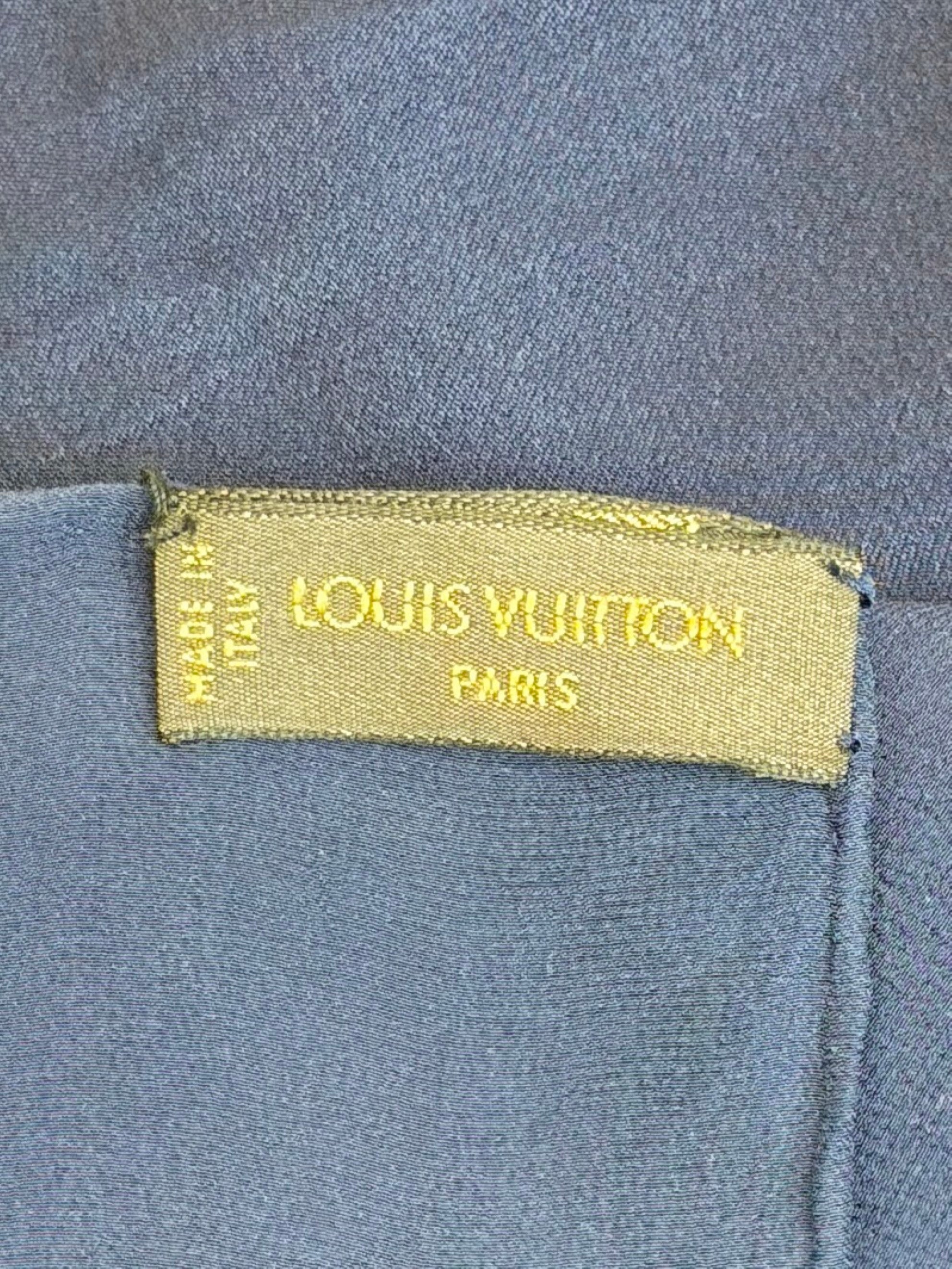 Louis Vuitton navy blue Monogram monaco silk square scarf