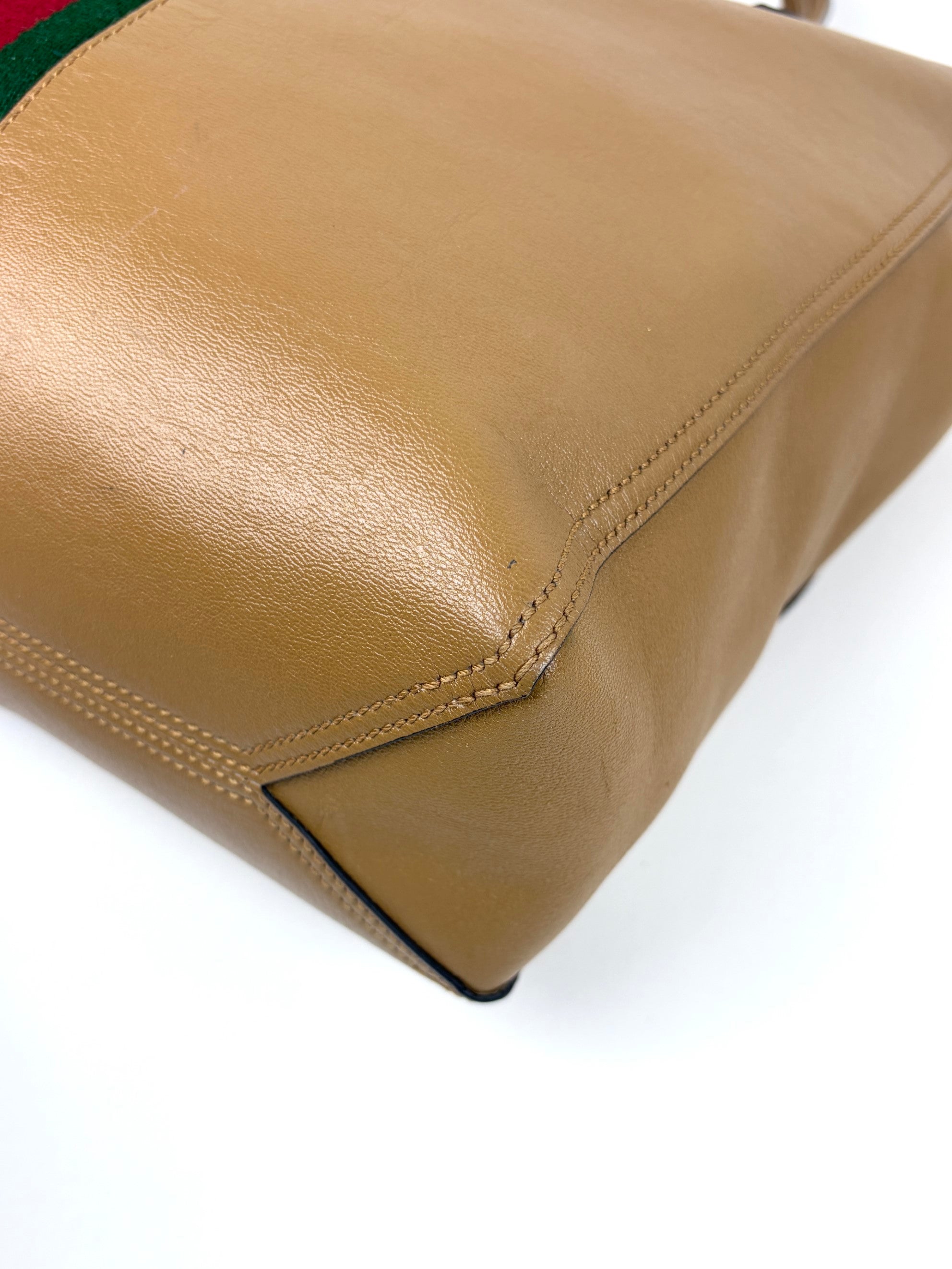 Gucci brown new Sakai calfskin lux web medium dahlia tote bag