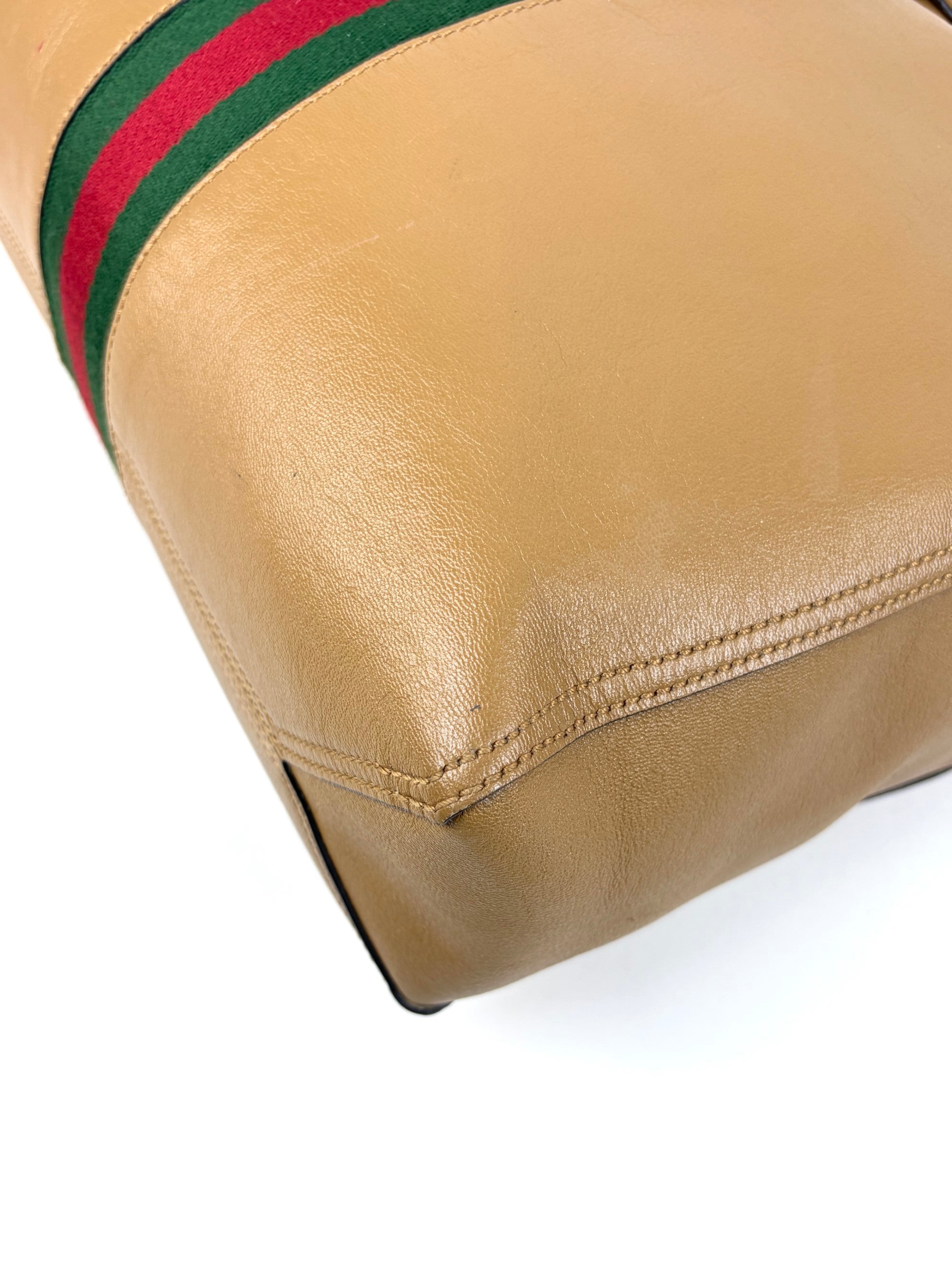 Gucci brown new Sakai calfskin lux web medium dahlia tote bag