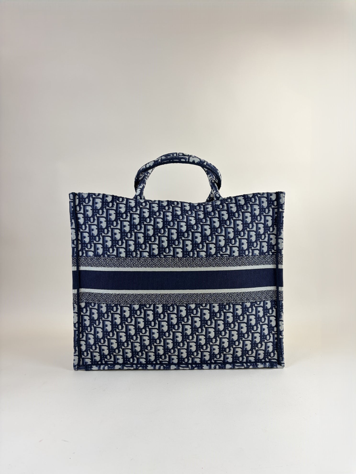 Christian Dior Navy Blue Oblique Large Book Tote Bag